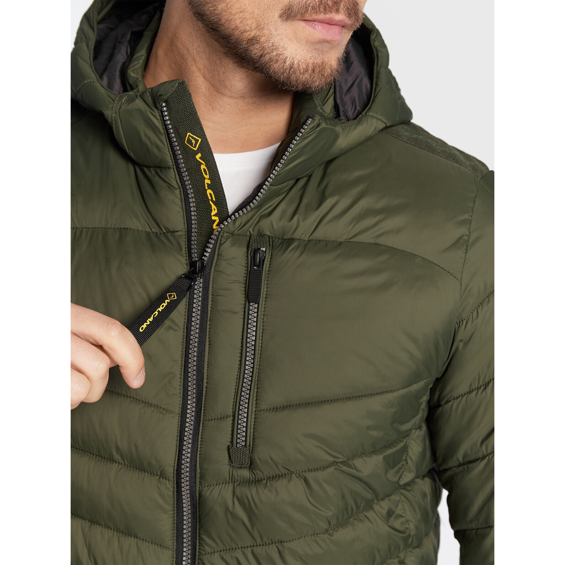 Volcano Пухено яке J-Kay M06091-W23 Зелен Regular Fit - Pepit.bg