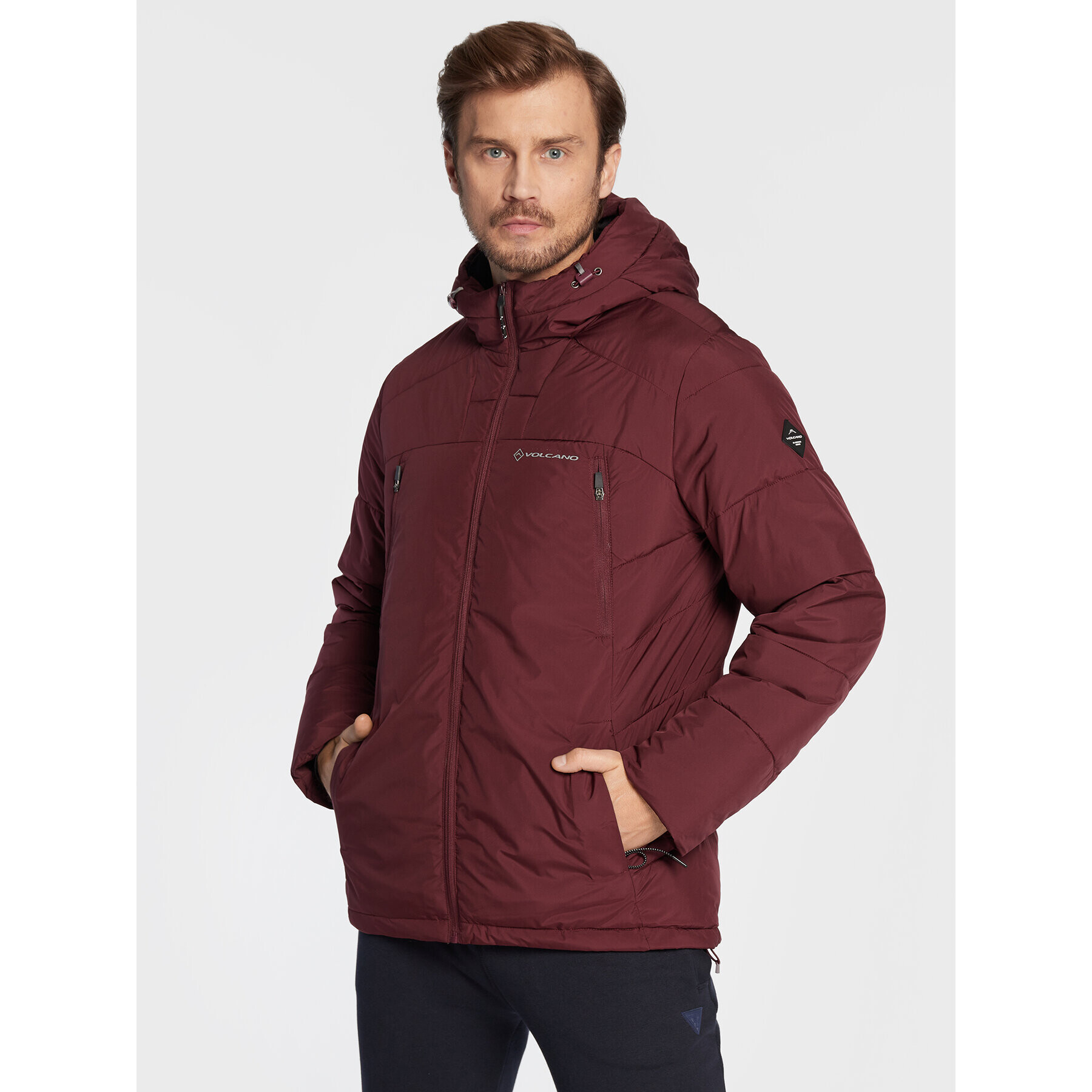 Volcano Пухено яке J-Marko M06093-W23 Бордо Regular Fit - Pepit.bg