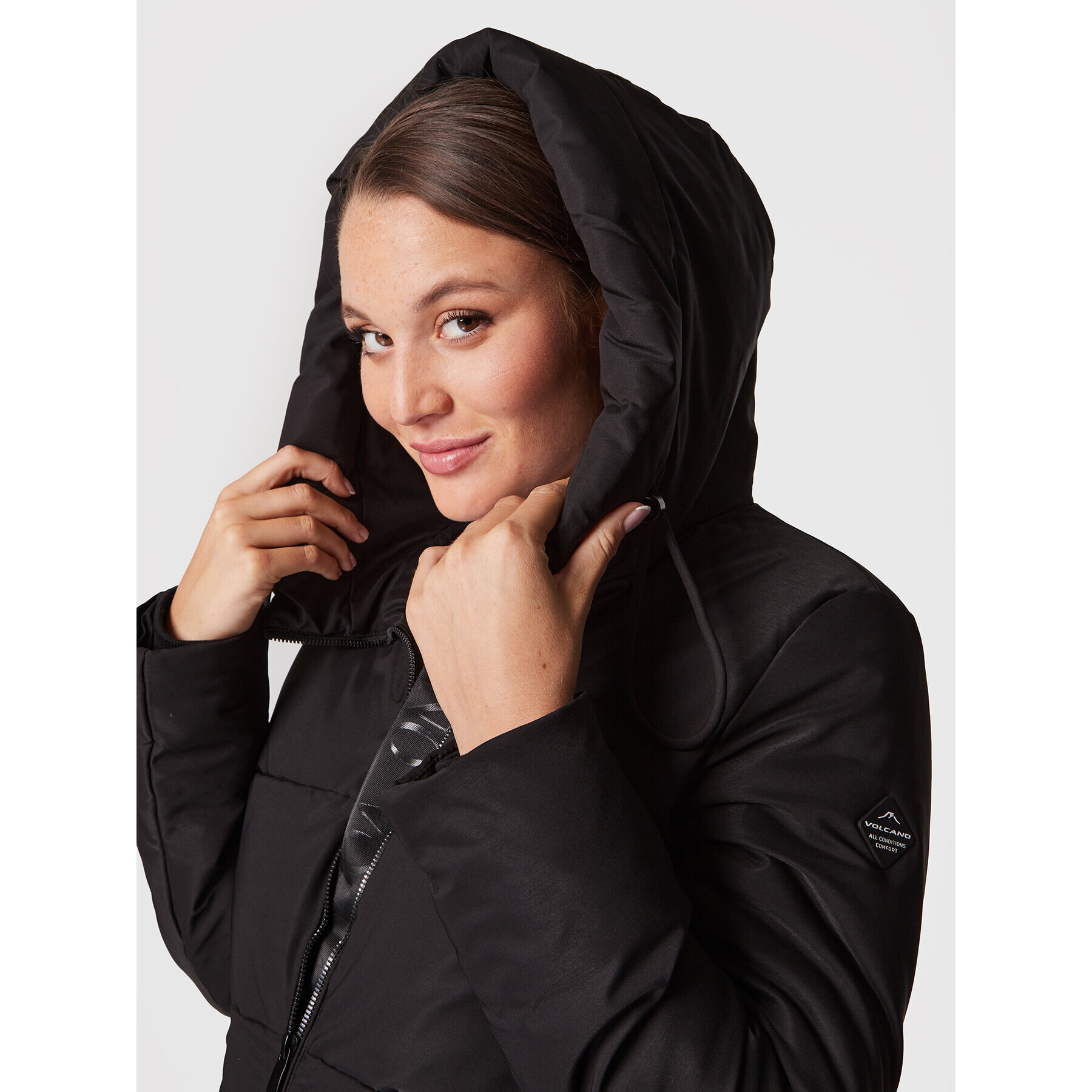 Volcano Пухено яке J-Vienna L22364-W23 Черен Regular Fit - Pepit.bg