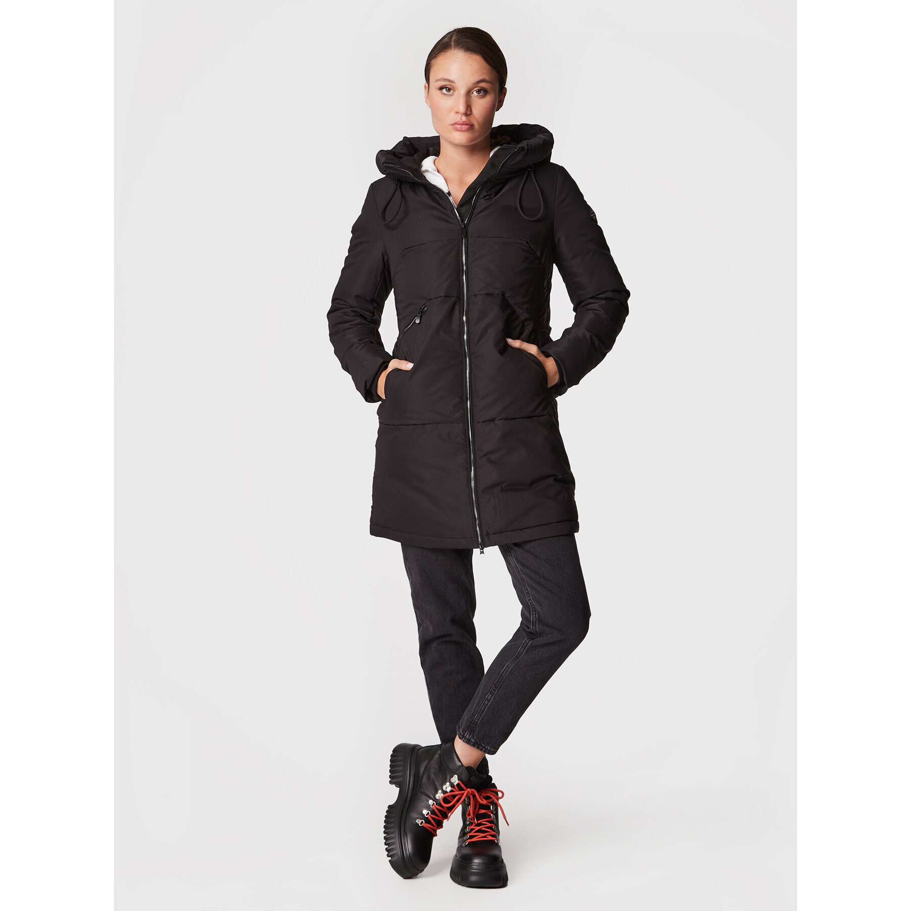 Volcano Пухено яке J-Vienna L22364-W23 Черен Regular Fit - Pepit.bg
