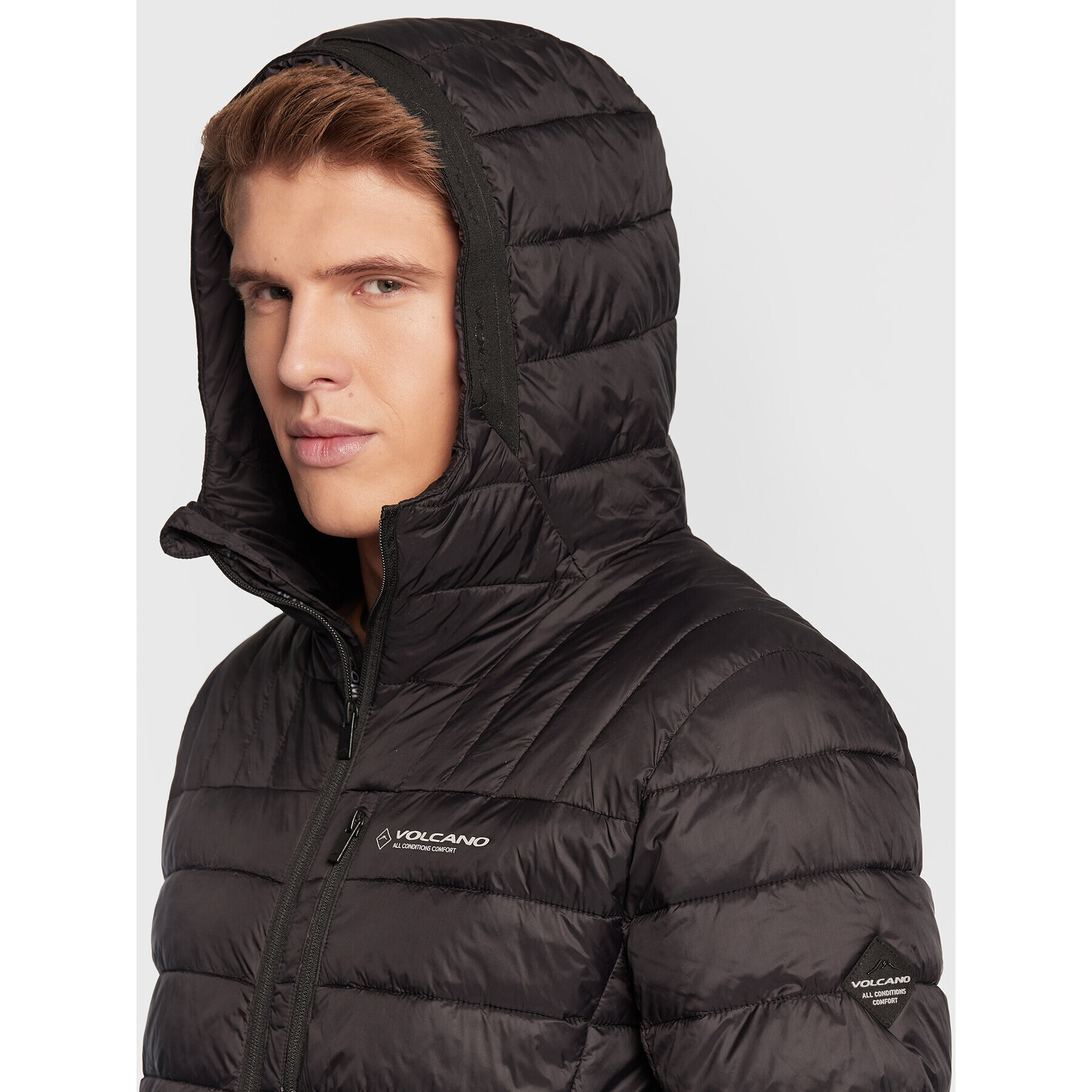 Volcano Пухено яке J-Kerst M06087-W23 Черен Regular Fit - Pepit.bg