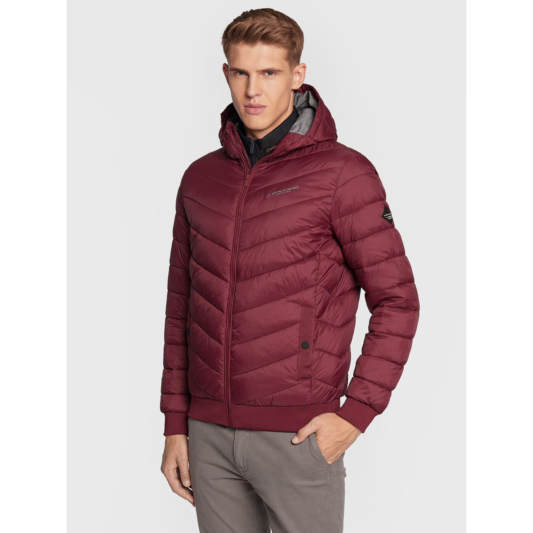 Volcano Пухено яке J-Pharel M06089-W23 Бордо Regular Fit - Pepit.bg