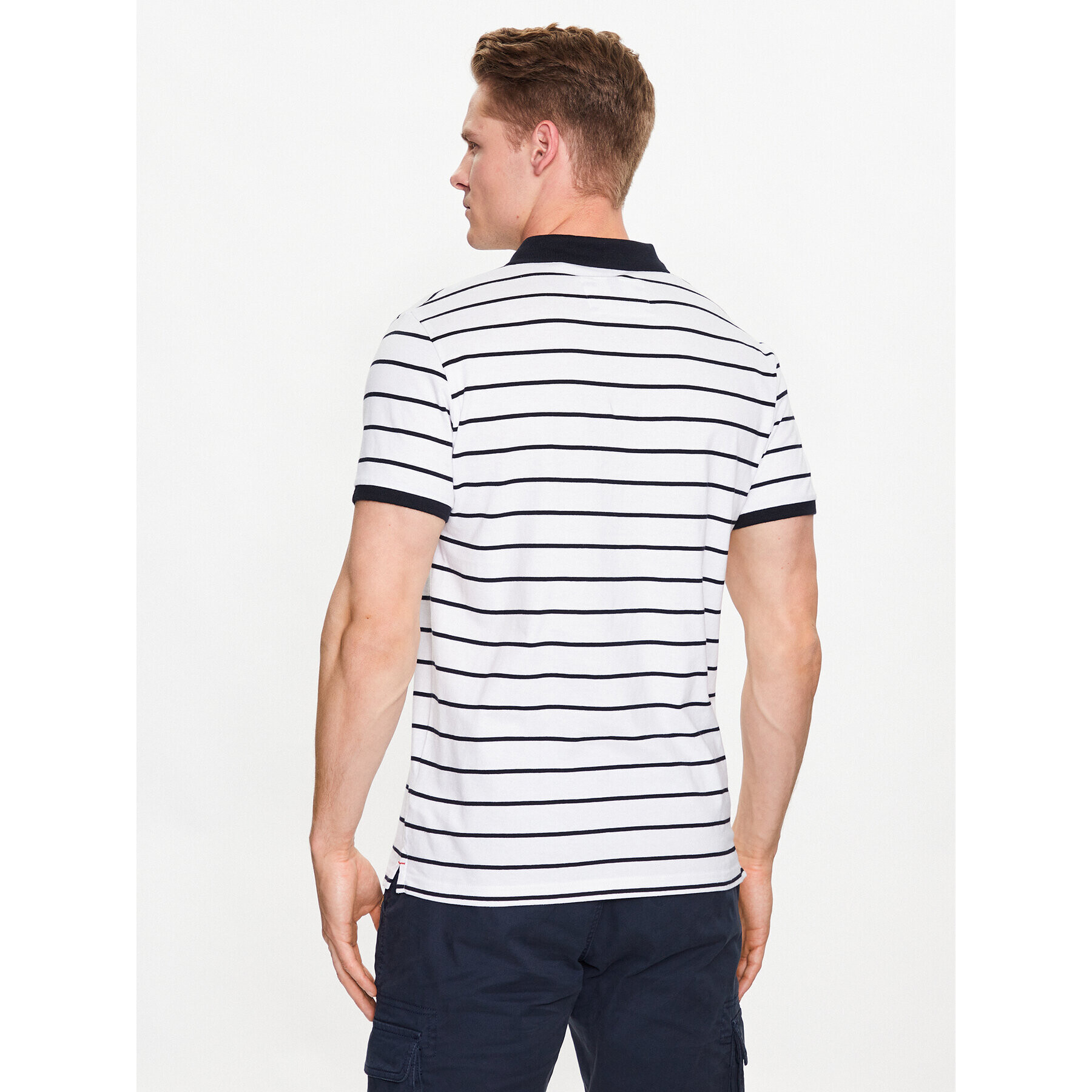 Volcano Тениска с яка и копчета T-Ship M35089 Бял Regular Fit - Pepit.bg