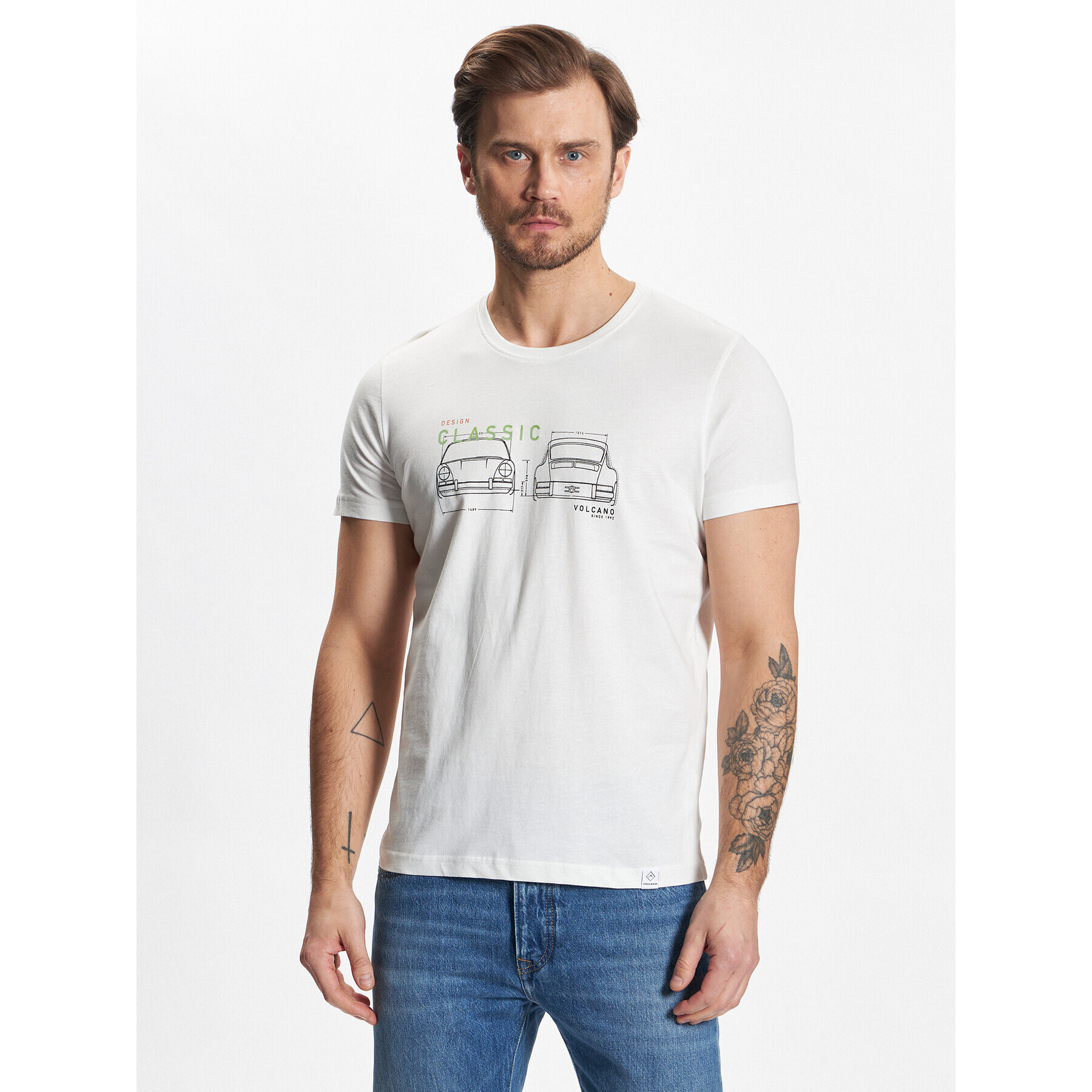 Volcano Тишърт M02006-S23 Бял Regular Fit - Pepit.bg