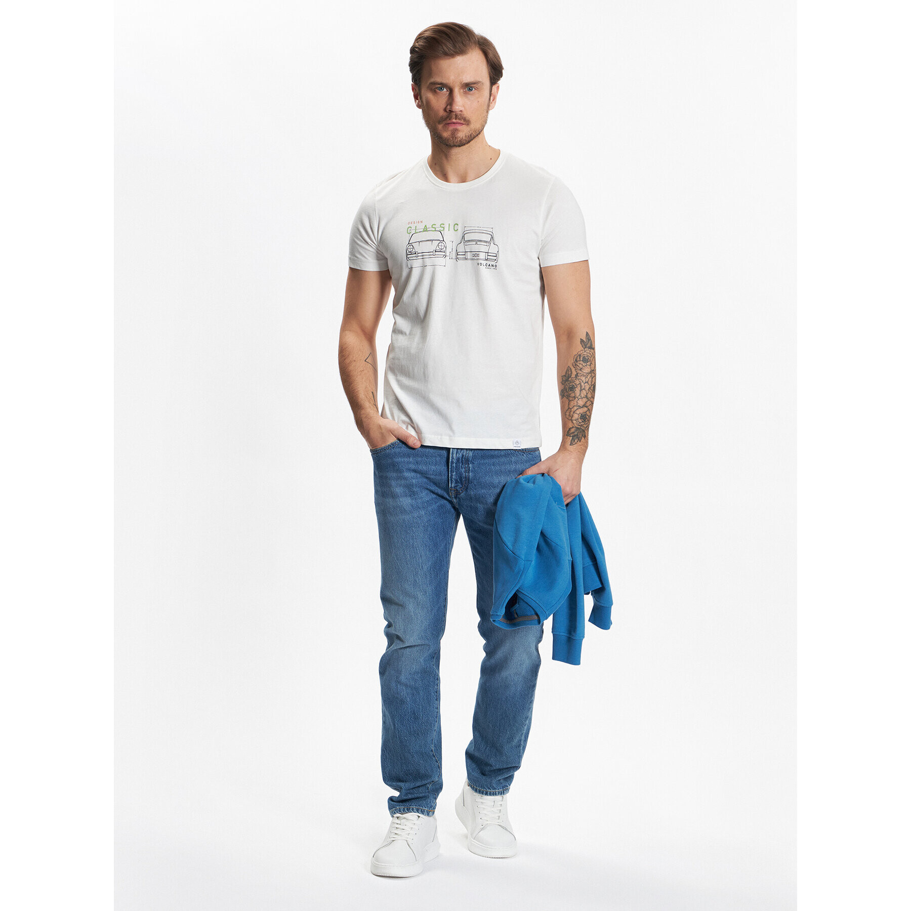 Volcano Тишърт M02006-S23 Бял Regular Fit - Pepit.bg