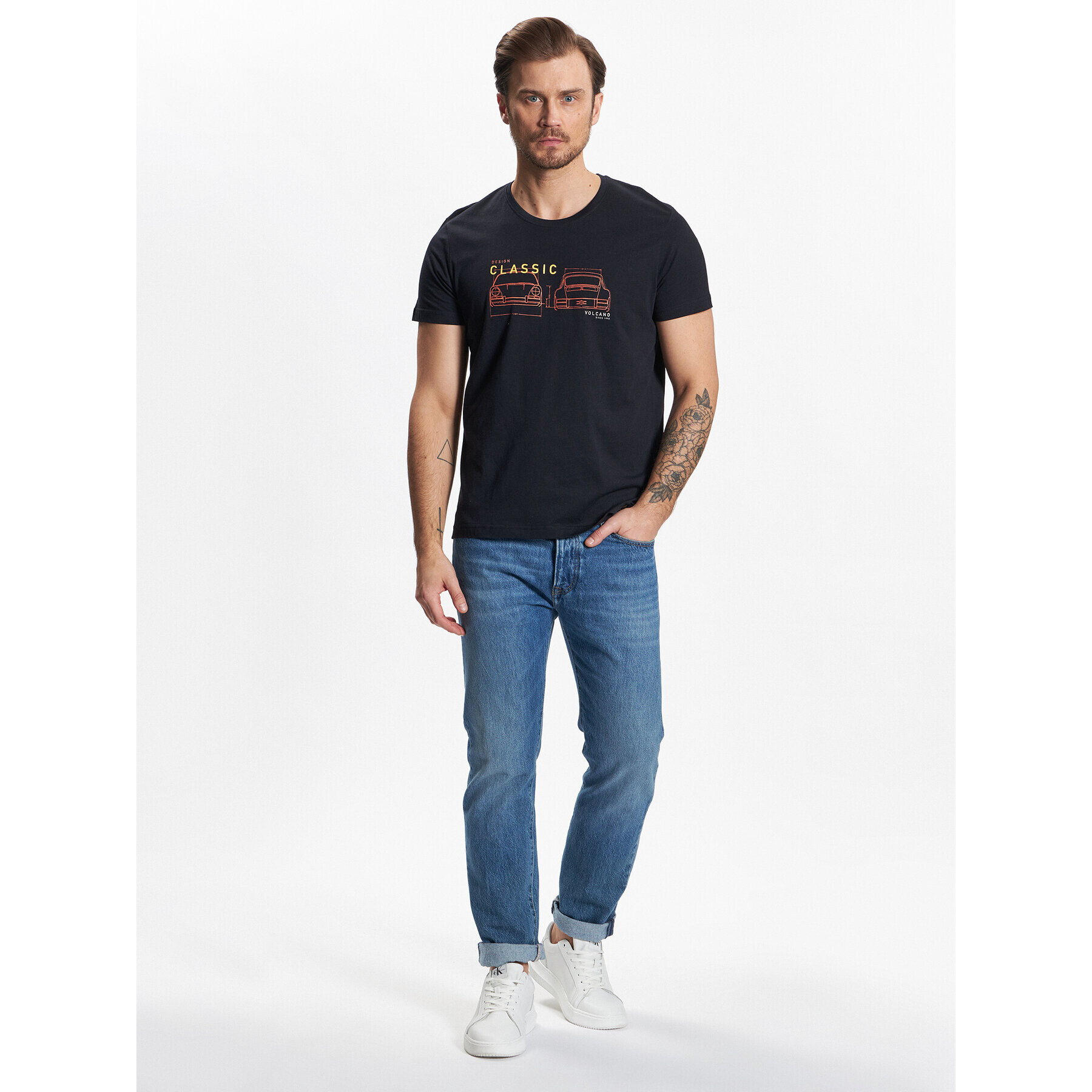 Volcano Тишърт M02006-S23 Черен Regular Fit - Pepit.bg