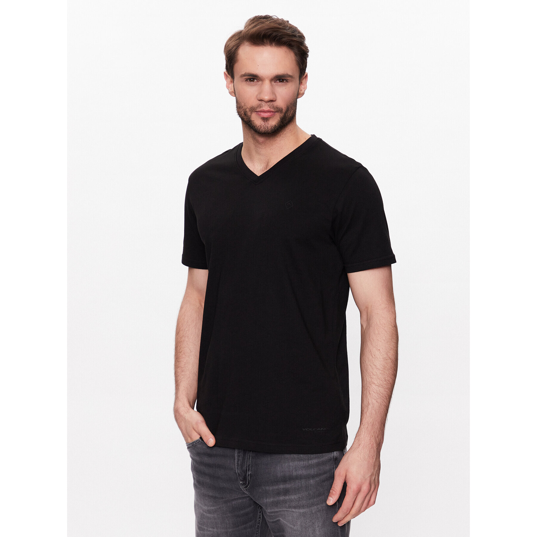 Volcano Тишърт Slit M02370-S23 Черен Regular Fit - Pepit.bg
