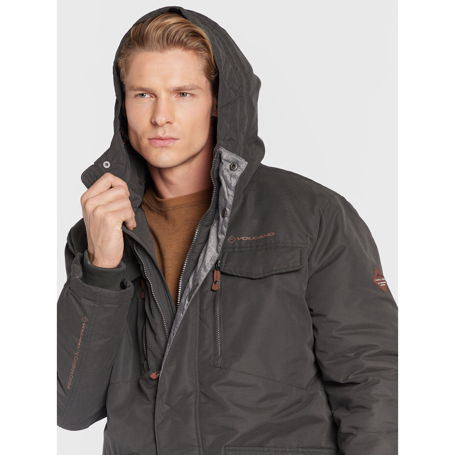 Volcano Зимно яке J-Alys M06097-W23 Сив Regular Fit - Pepit.bg