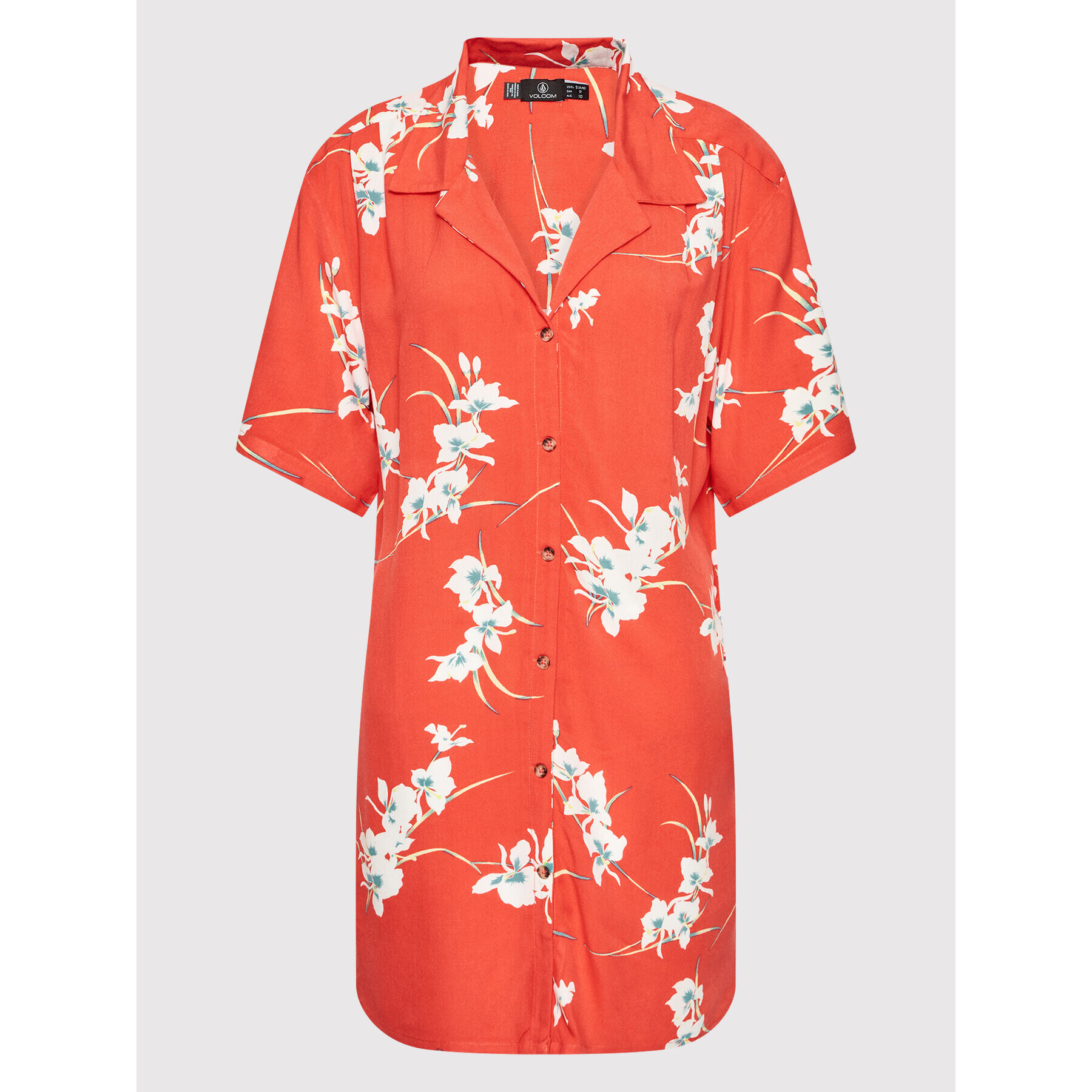 Volcom Рокля тип риза Retro Resort B0412204 Червен Oversize - Pepit.bg