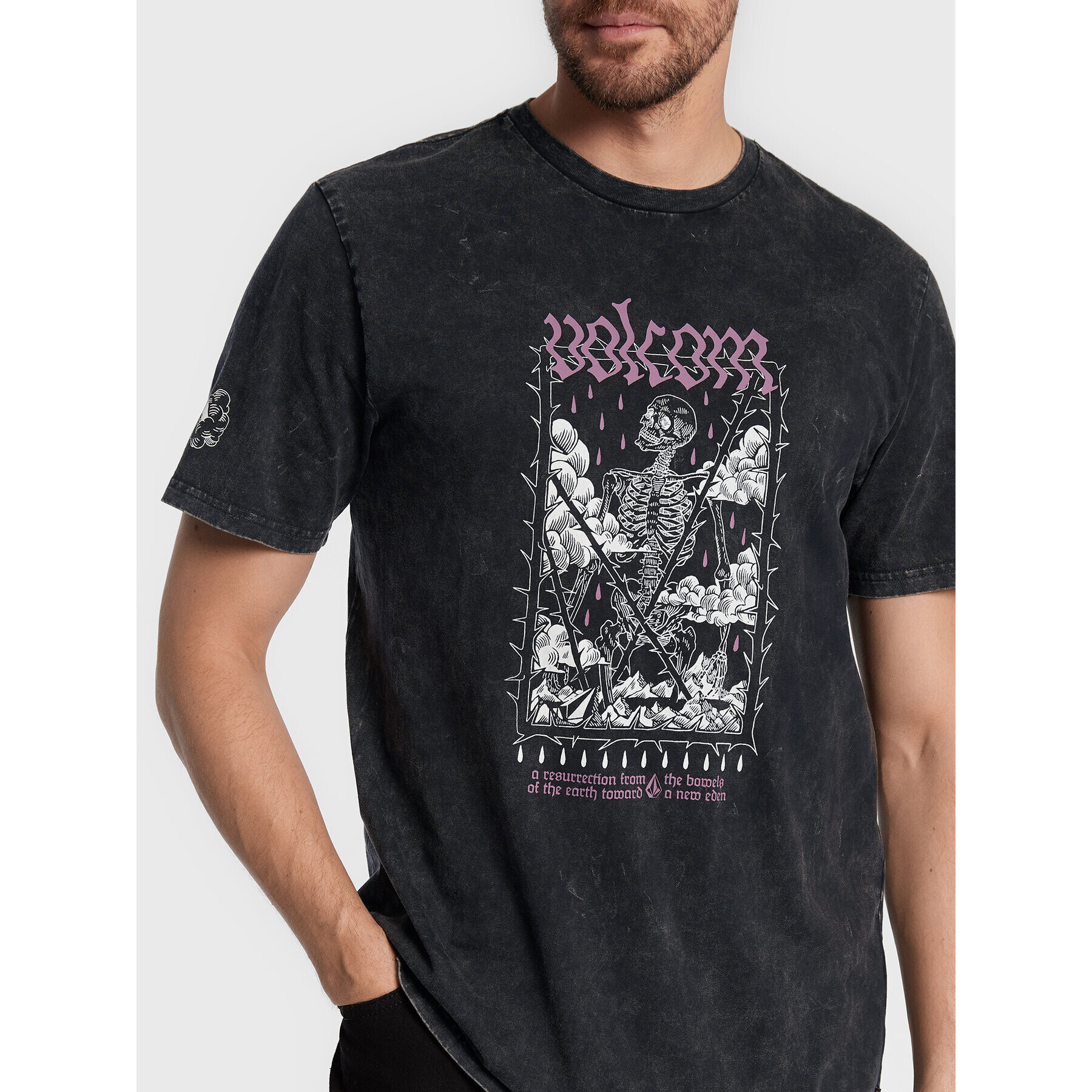 Volcom Тишърт Vaderetro A5232206 Черен Modern Fit - Pepit.bg