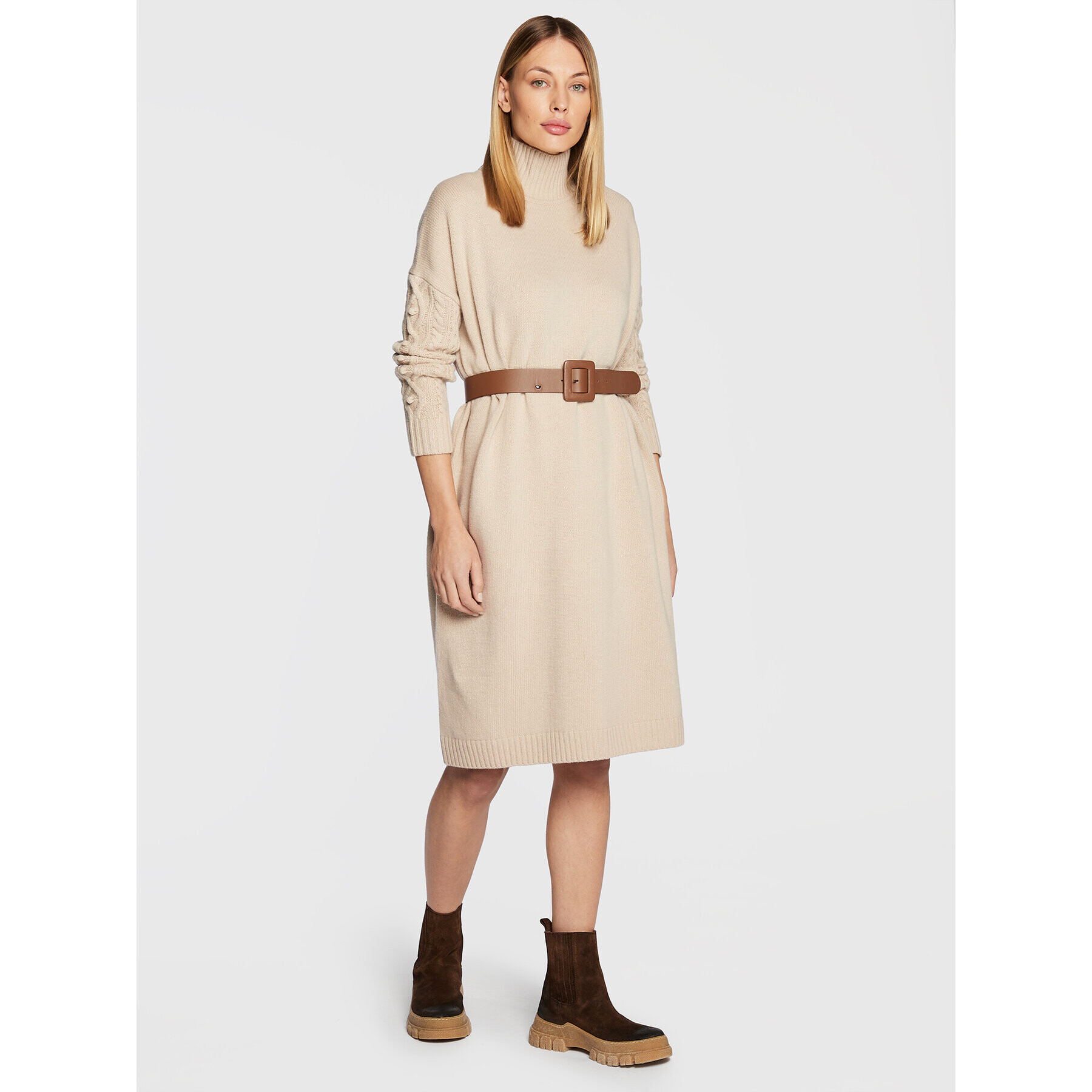 Weekend Max Mara Плетена рокля Ricard 53260123 Бежов Relaxed Fit - Pepit.bg