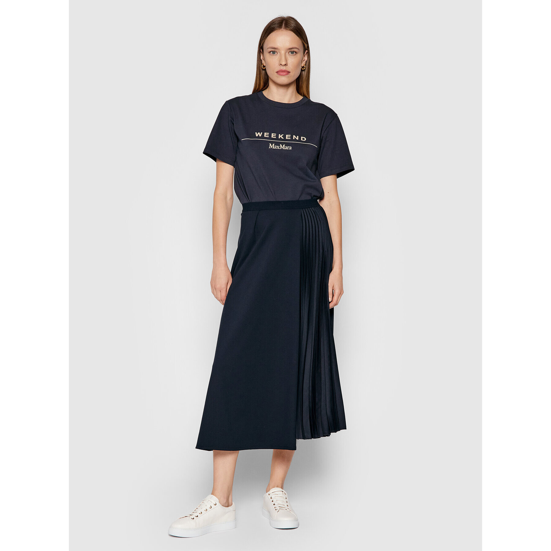 Weekend Max Mara Плисирана пола Zero 57760219 Тъмносин Regular Fit - Pepit.bg