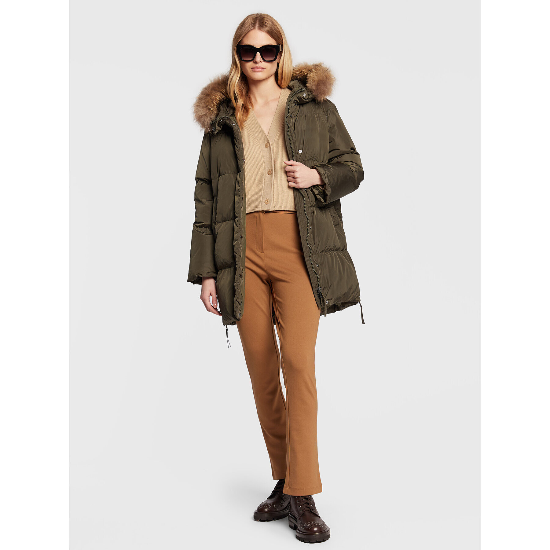 Weekend Max Mara Пухено яке Bembo 54961123 Каки Regular Fit - Pepit.bg