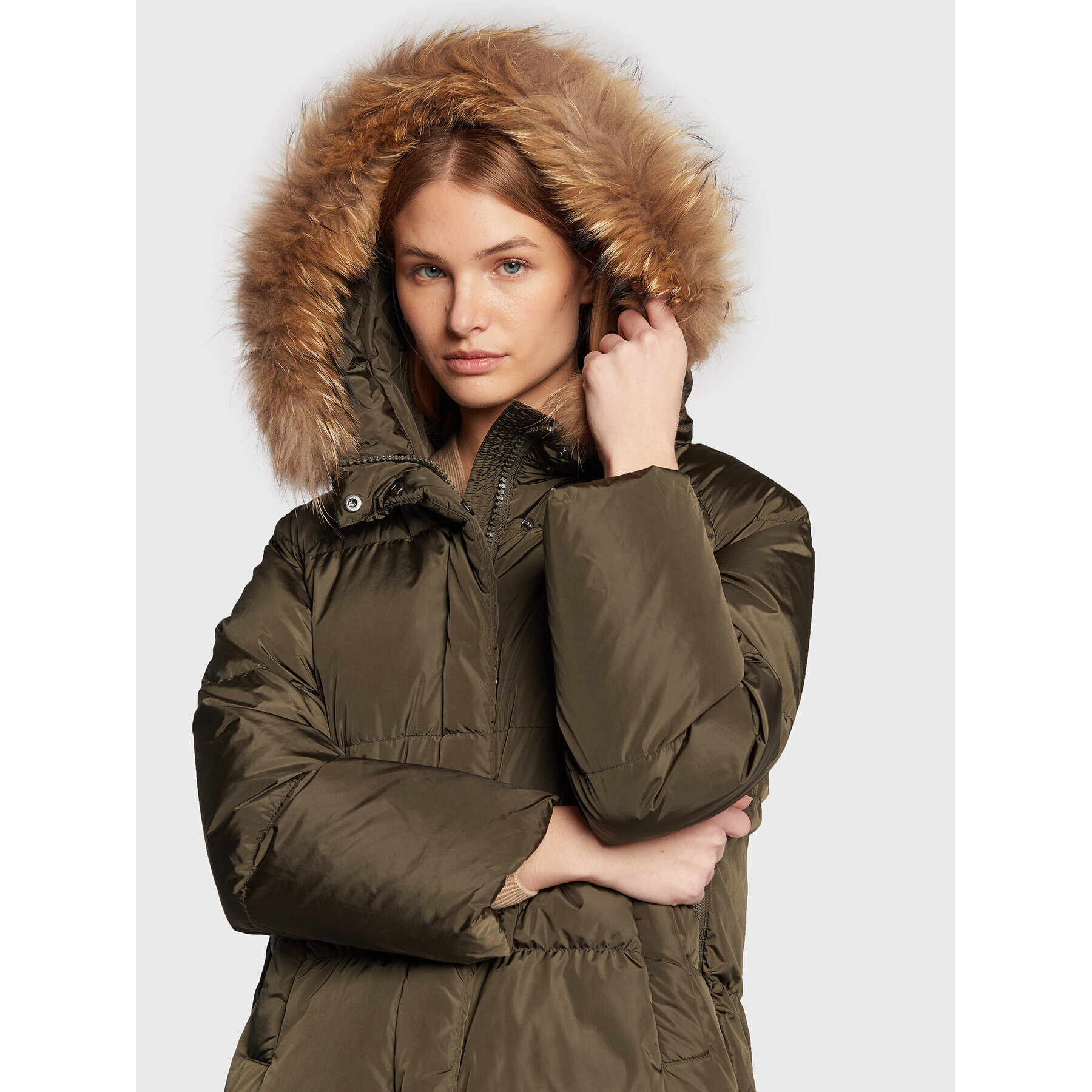 Weekend Max Mara Пухено яке Bembo 54961123 Каки Regular Fit - Pepit.bg