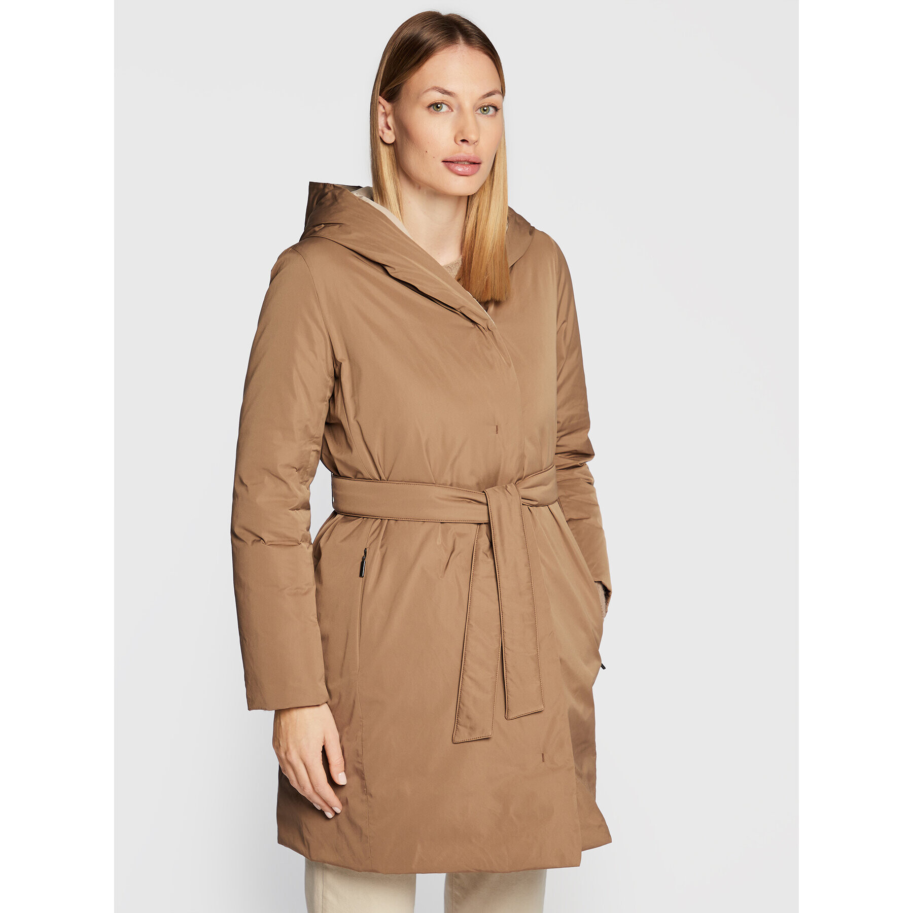 Weekend Max Mara Пухено яке Eguale 54961023 Бежов Regular Fit - Pepit.bg