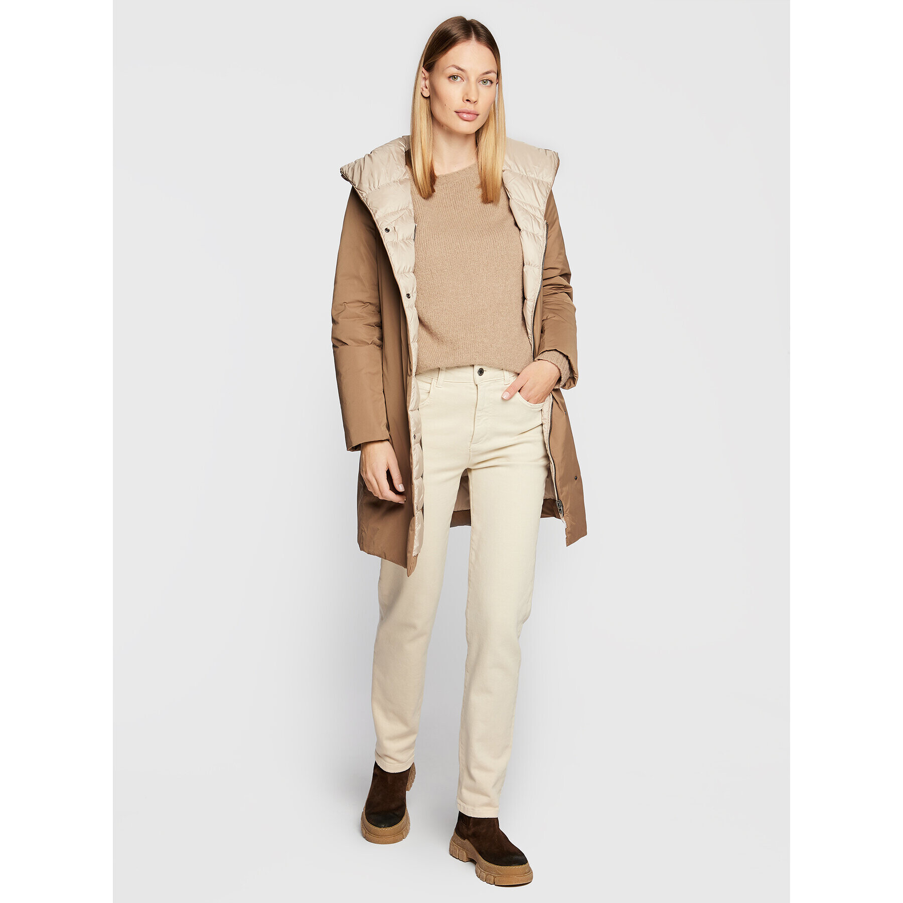 Weekend Max Mara Пухено яке Eguale 54961023 Бежов Regular Fit - Pepit.bg
