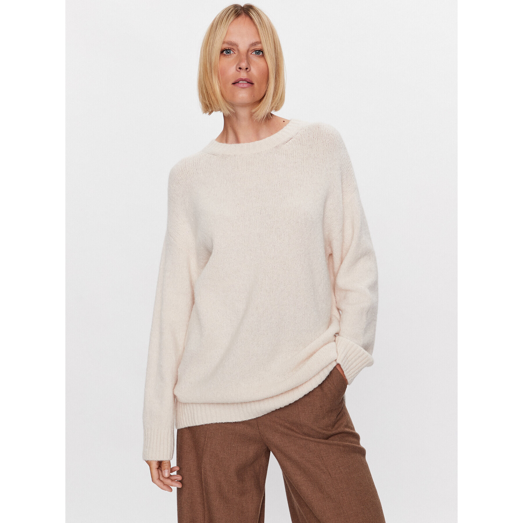 Weekend Max Mara Пуловер Xanadu 23536611 Екрю Relaxed Fit - Pepit.bg