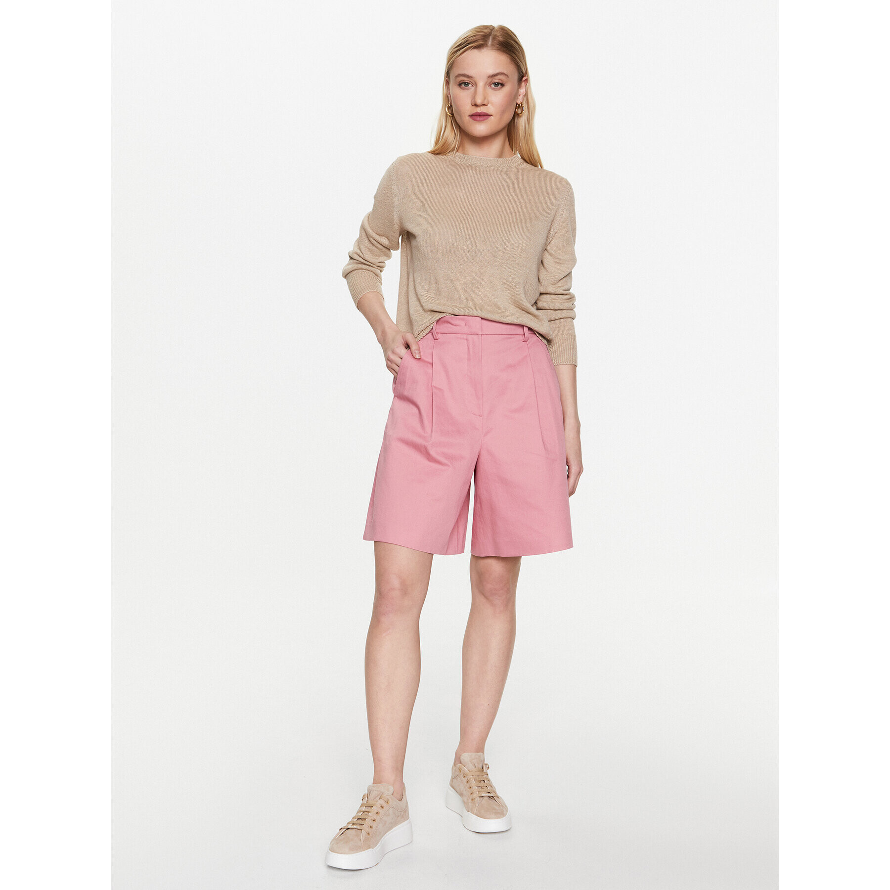 Weekend Max Mara Шорти от плат Ecuba 2351410131 Розов Relaxed Fit - Pepit.bg