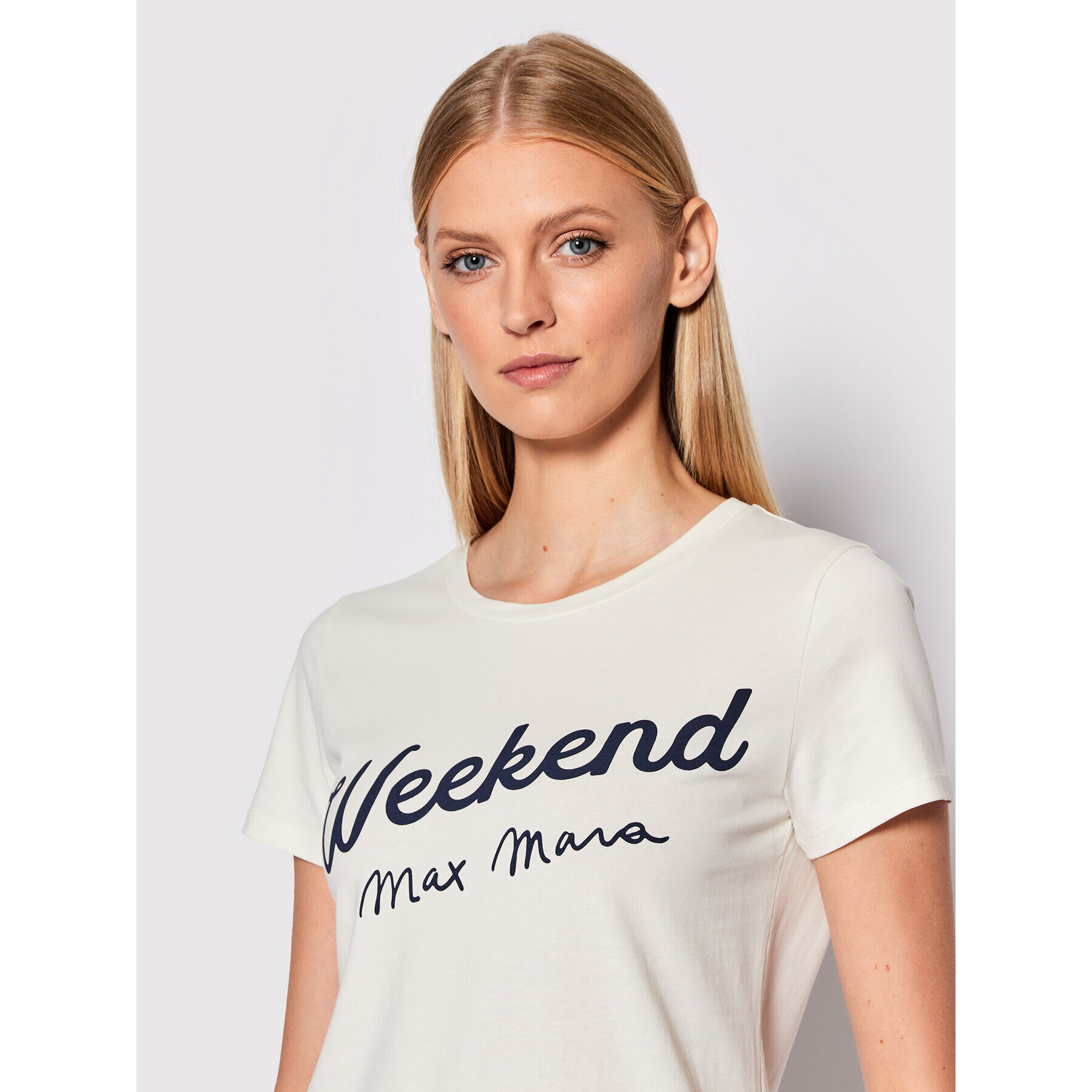 Weekend Max Mara Тишърт Cacao 59760429 Бял Regular Fit - Pepit.bg