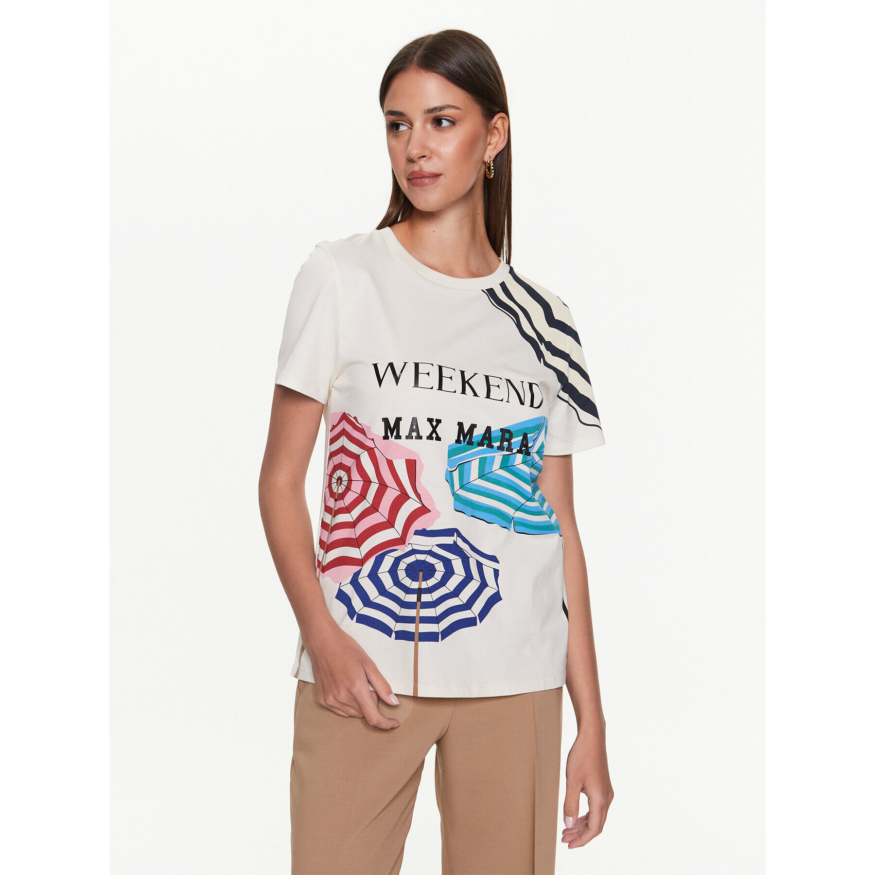 Weekend Max Mara Тишърт Murano 2359710631600 Екрю Regular Fit - Pepit.bg