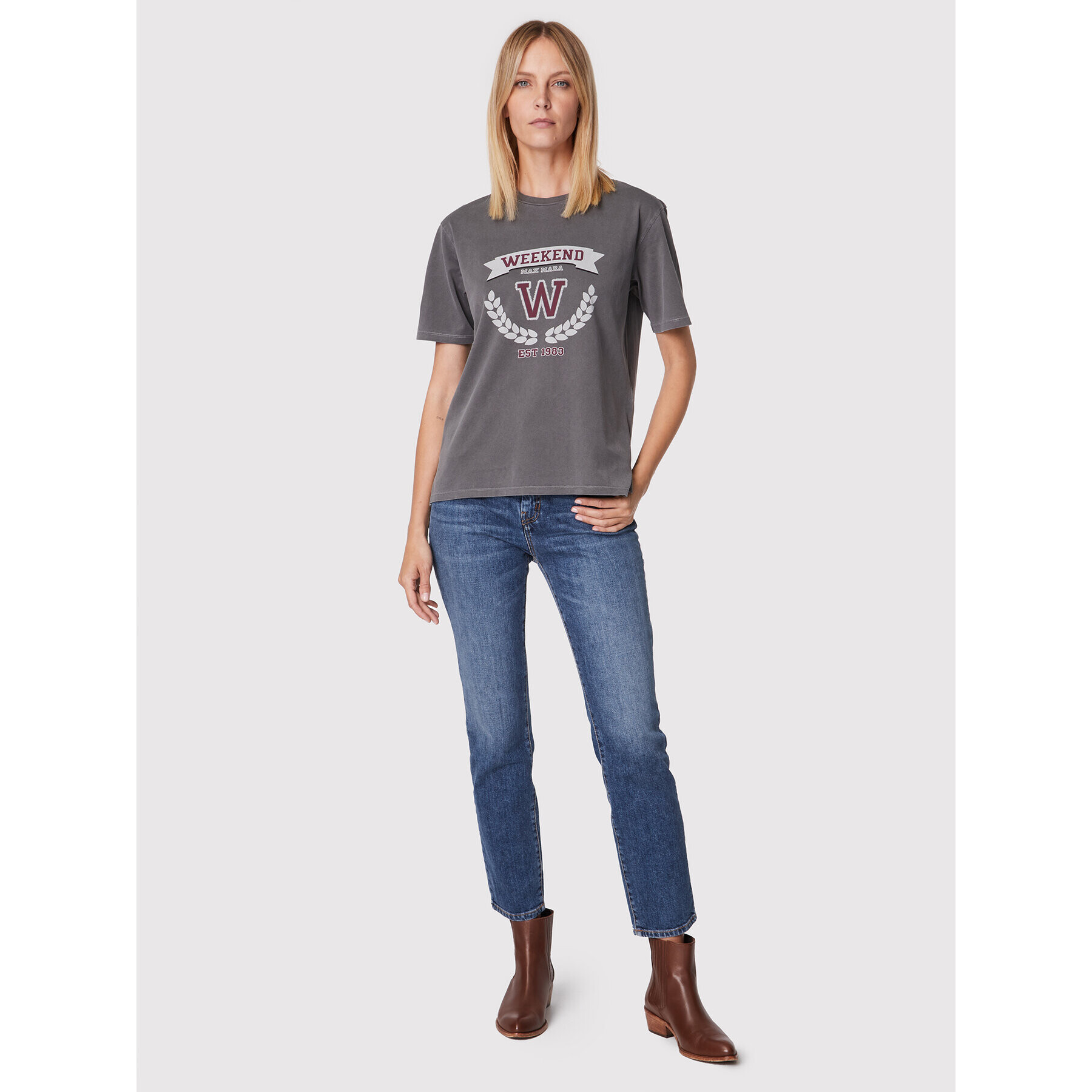 Weekend Max Mara Тишърт Palmi 59760329 Сив Relaxed Fit - Pepit.bg