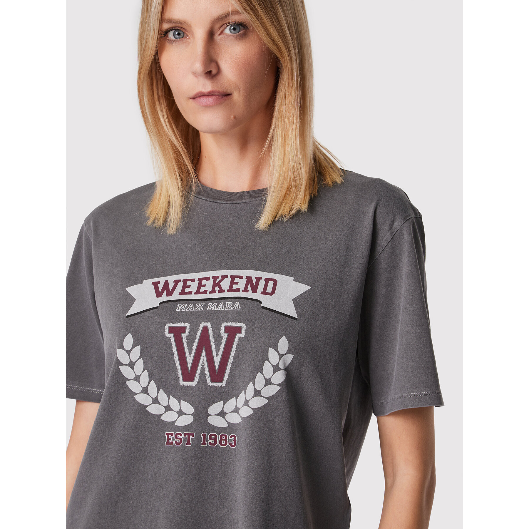 Weekend Max Mara Тишърт Palmi 59760329 Сив Relaxed Fit - Pepit.bg