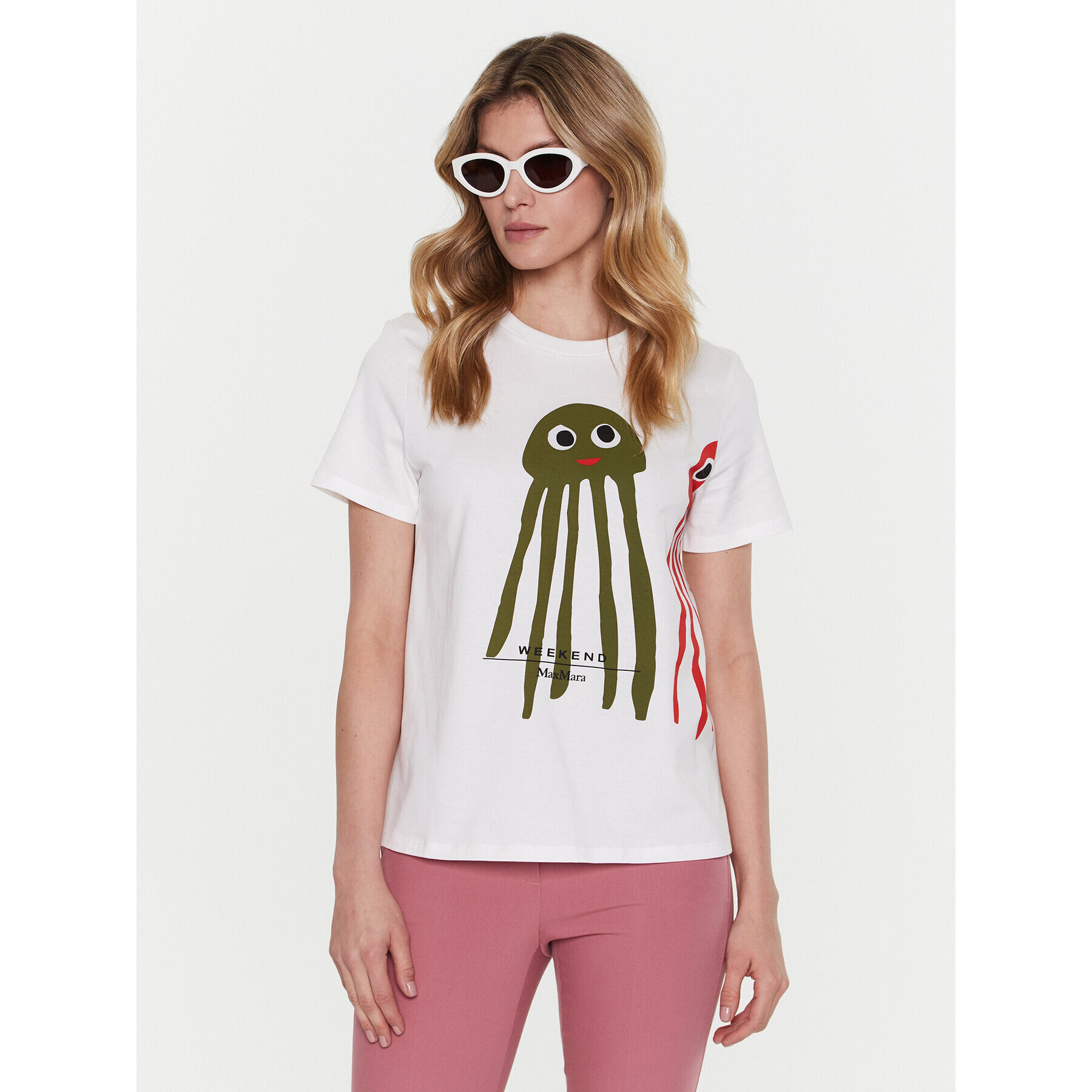 Weekend Max Mara Тишърт Polka 23597102 Бял Regular Fit - Pepit.bg