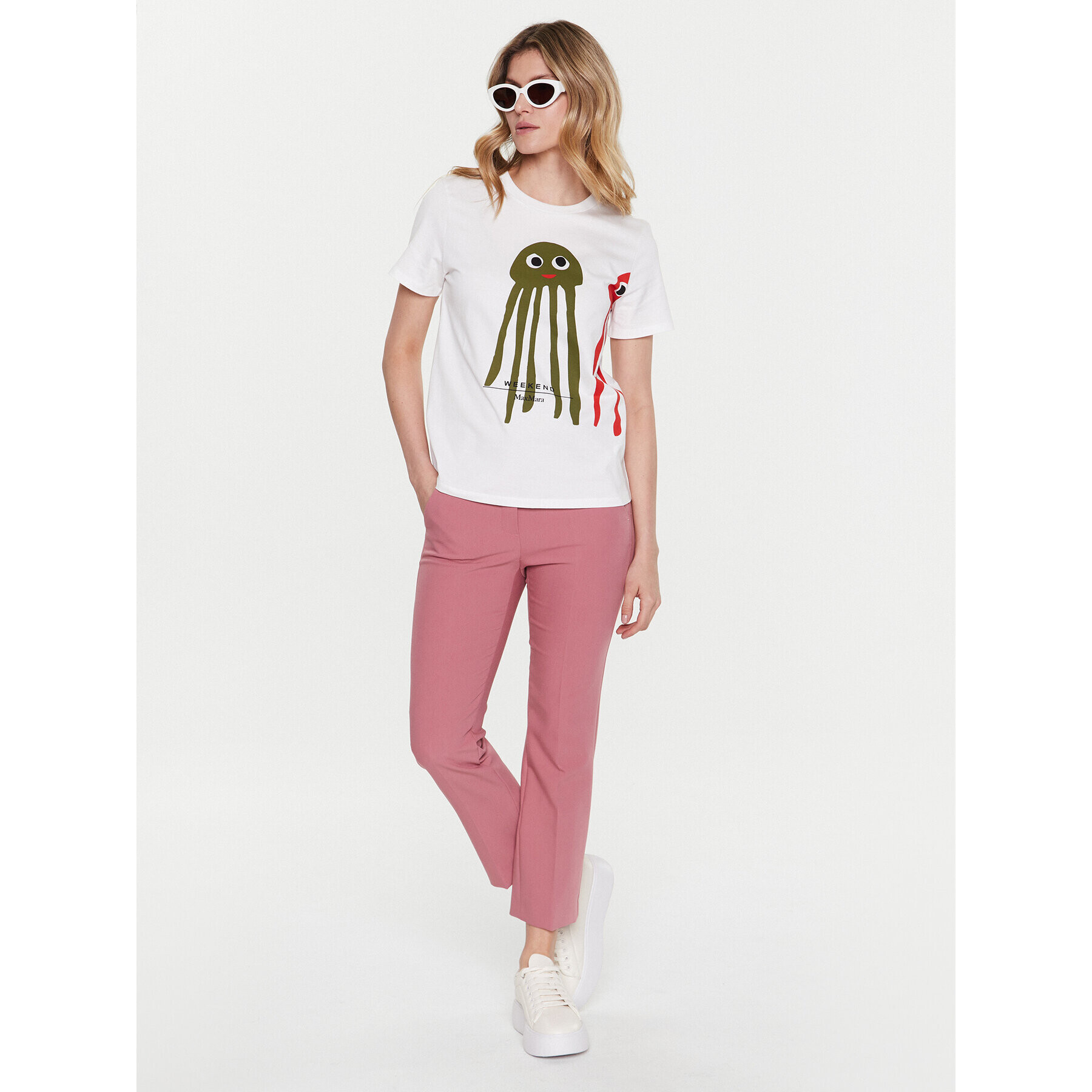 Weekend Max Mara Тишърт Polka 23597102 Бял Regular Fit - Pepit.bg