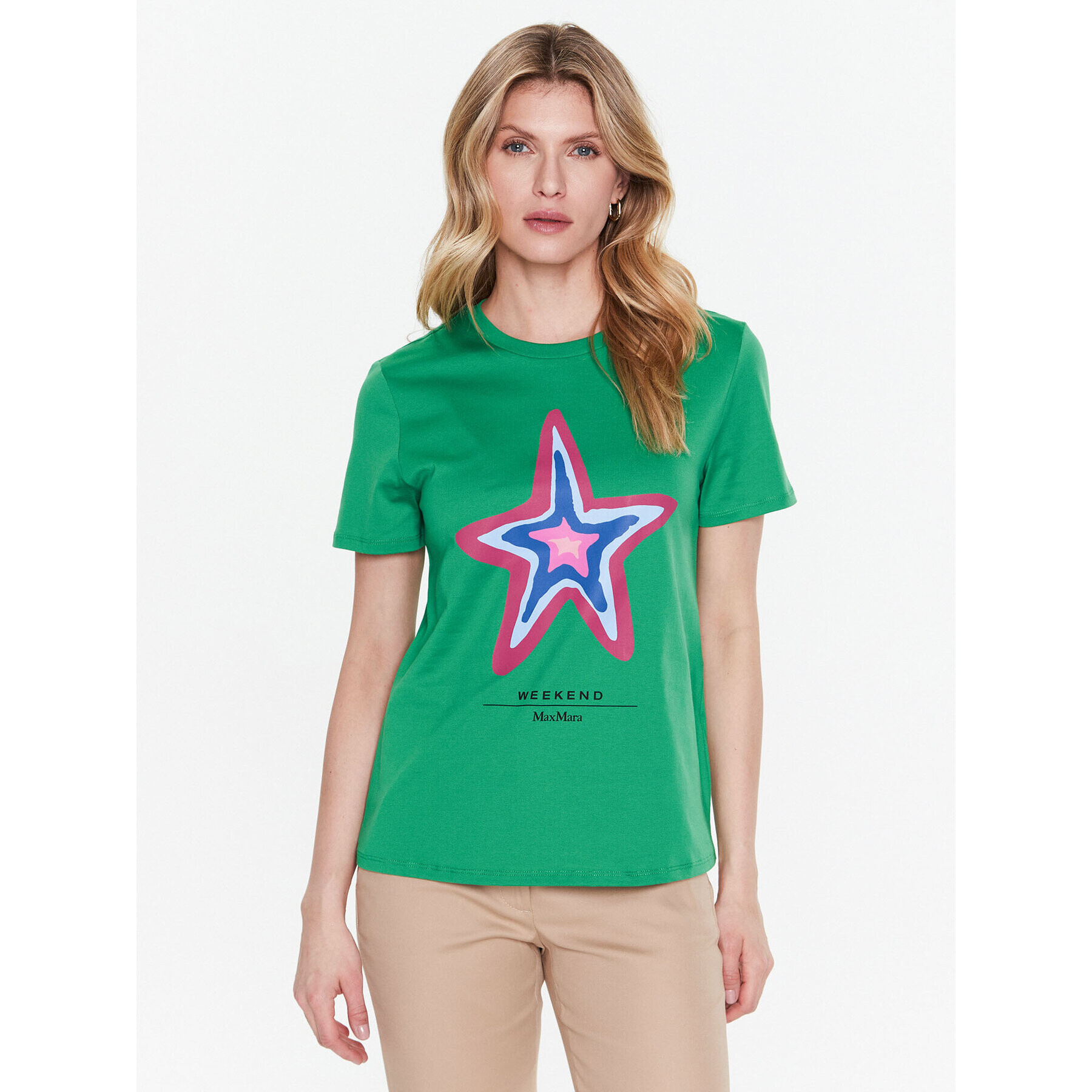 Weekend Max Mara Тишърт Polka 23597102 Зелен Regular Fit - Pepit.bg