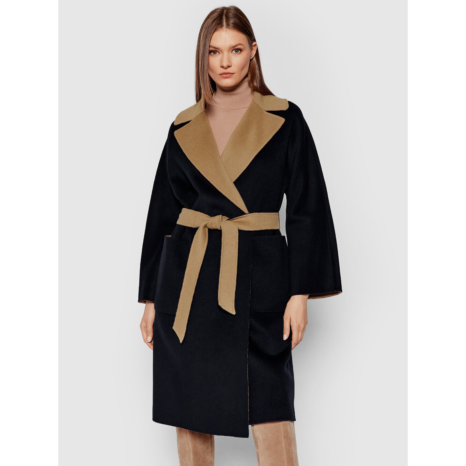 Weekend Max Mara Вълнено палто Rail 50160319 Тъмносин Regular Fit - Pepit.bg