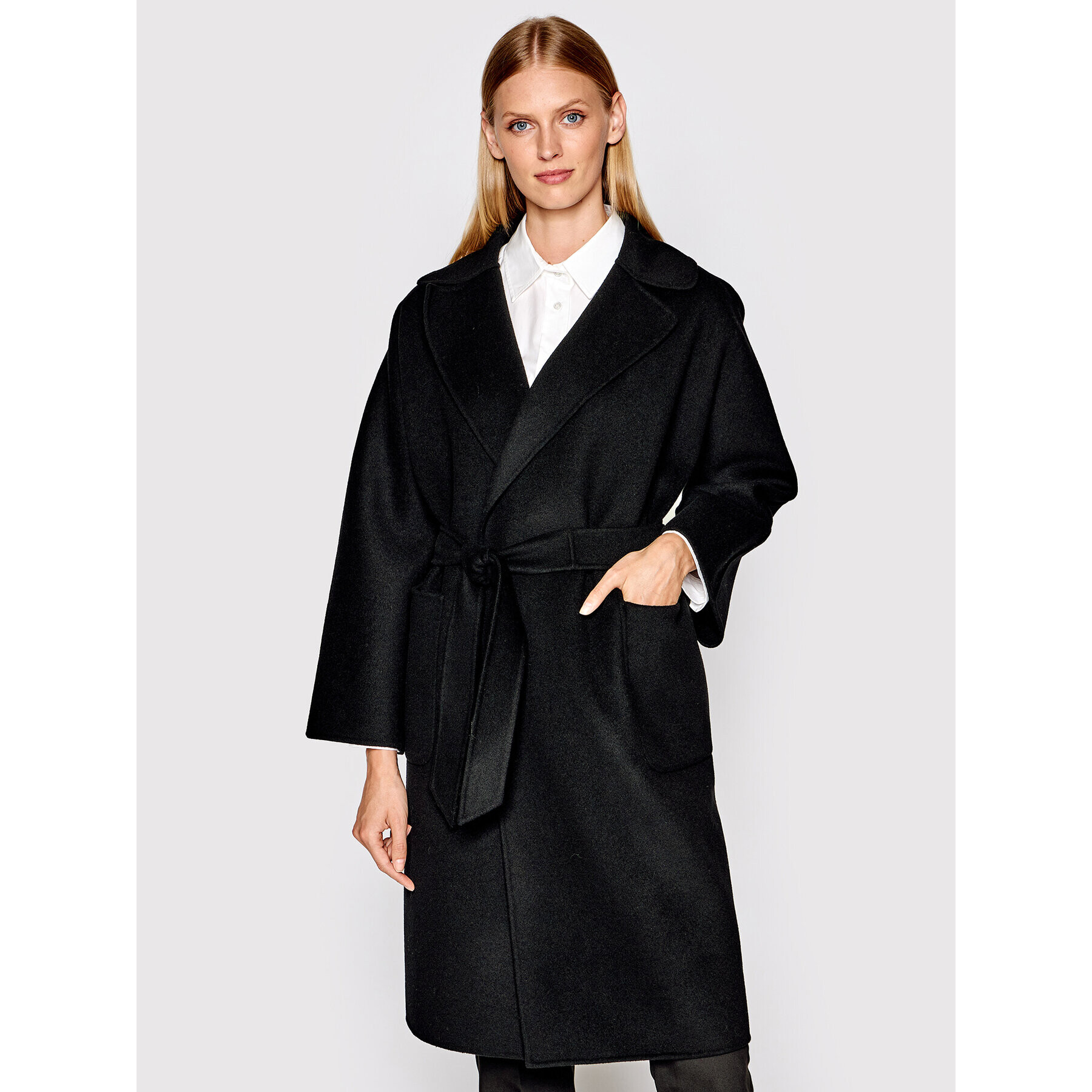 Weekend Max Mara Вълнено палто Rovo 50160329 Черен Regular Fit - Pepit.bg