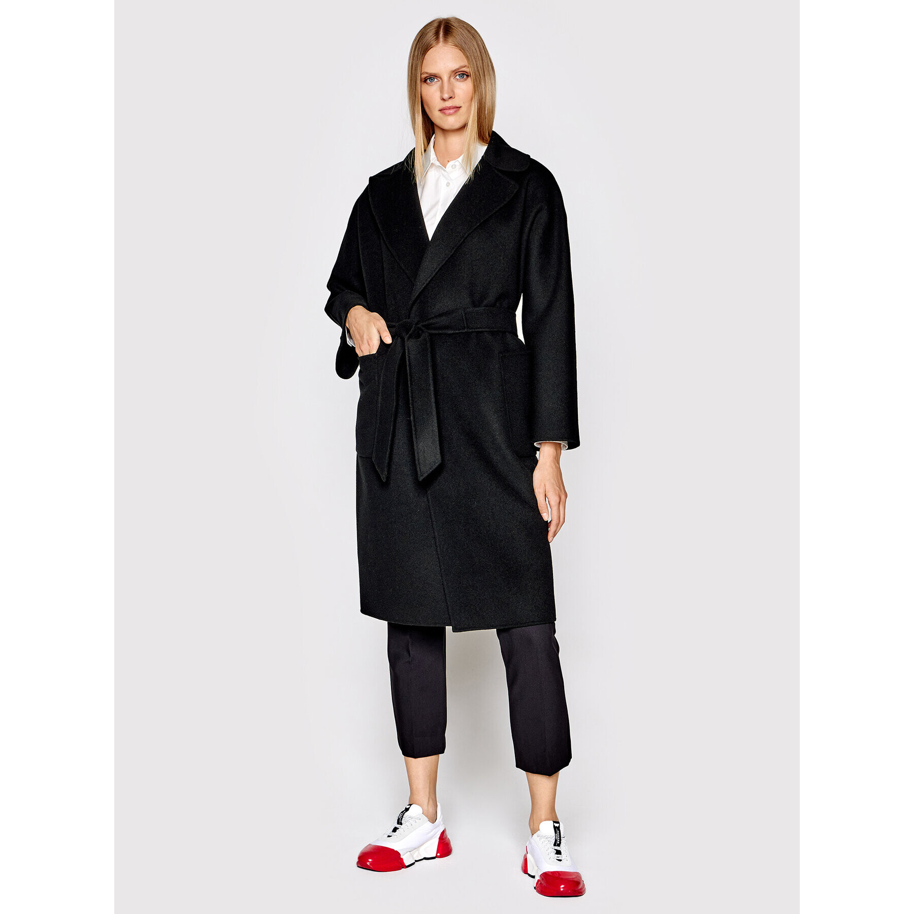 Weekend Max Mara Вълнено палто Rovo 50160329 Черен Regular Fit - Pepit.bg
