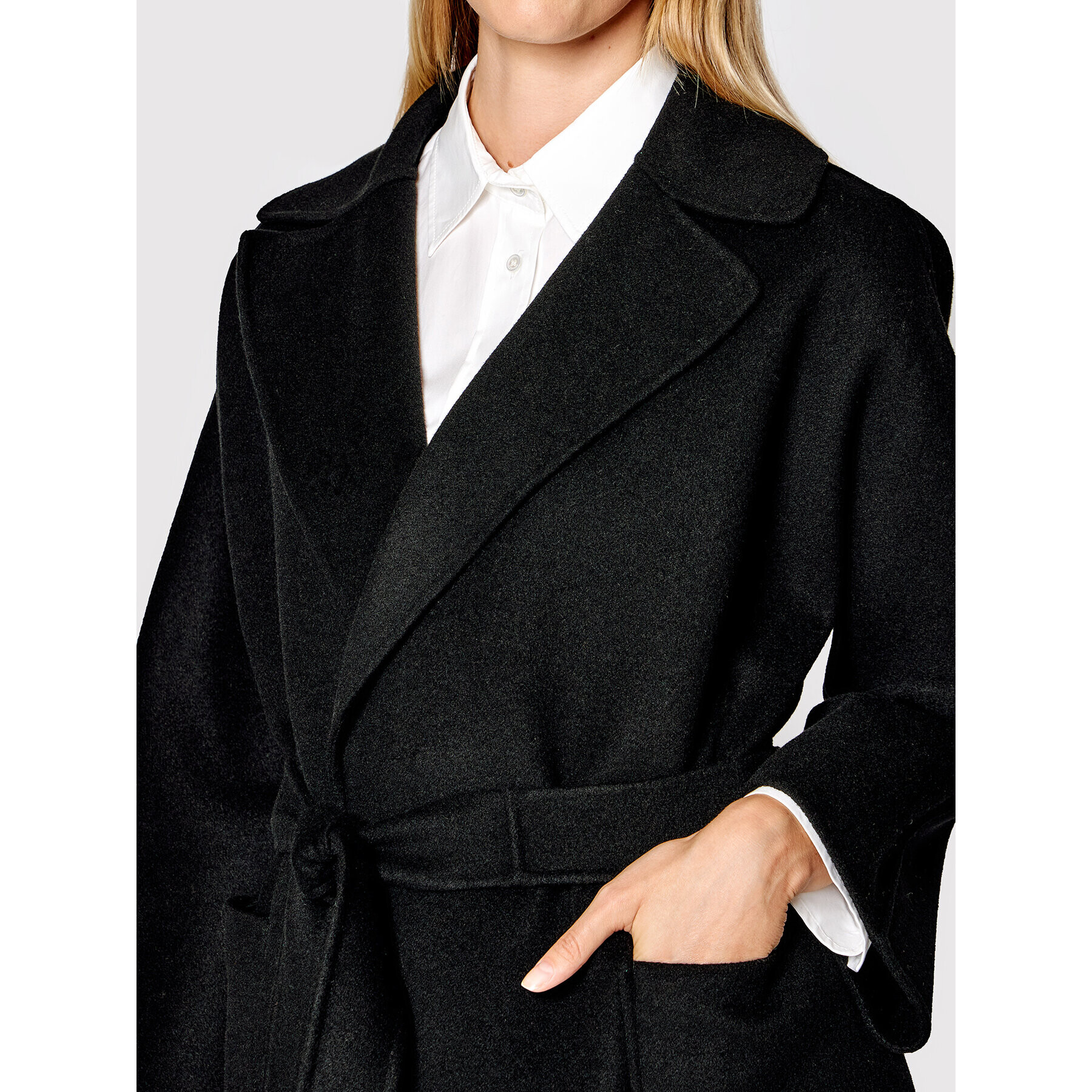 Weekend Max Mara Вълнено палто Rovo 50160329 Черен Regular Fit - Pepit.bg