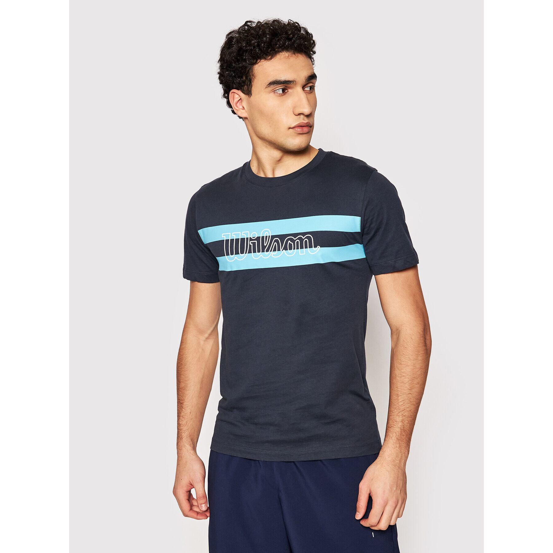 Wilson Тишърт Chi Script Ctn Tee WRA790901 Тъмносин Slim Fit - Pepit.bg