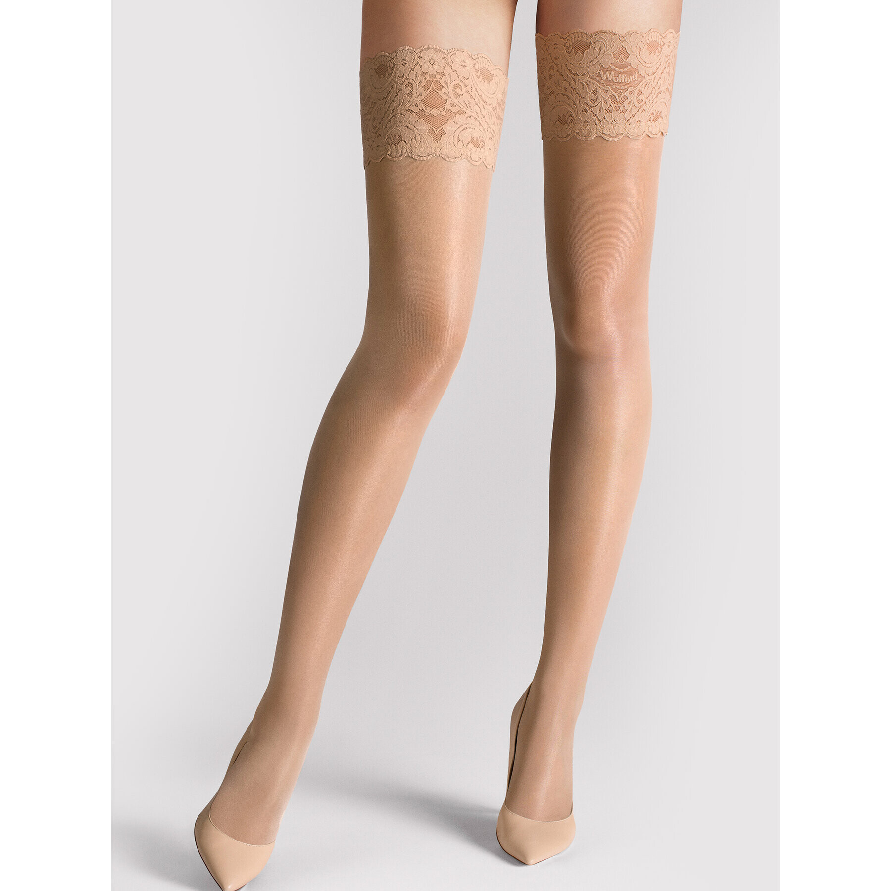 Wolford Дамски силиконови чорапи Satin Touch 21223 Бежов - Pepit.bg