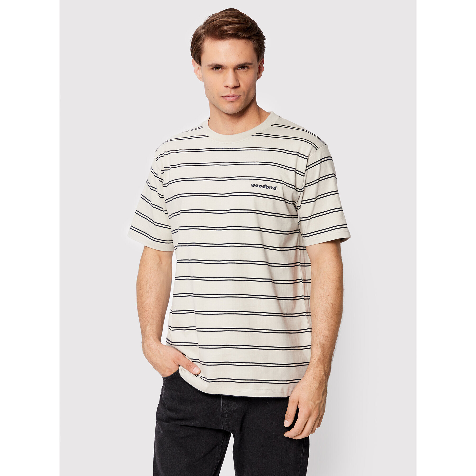 Woodbird Тишърт Brock Stripe 2236-401 Сив Regular Fit - Pepit.bg