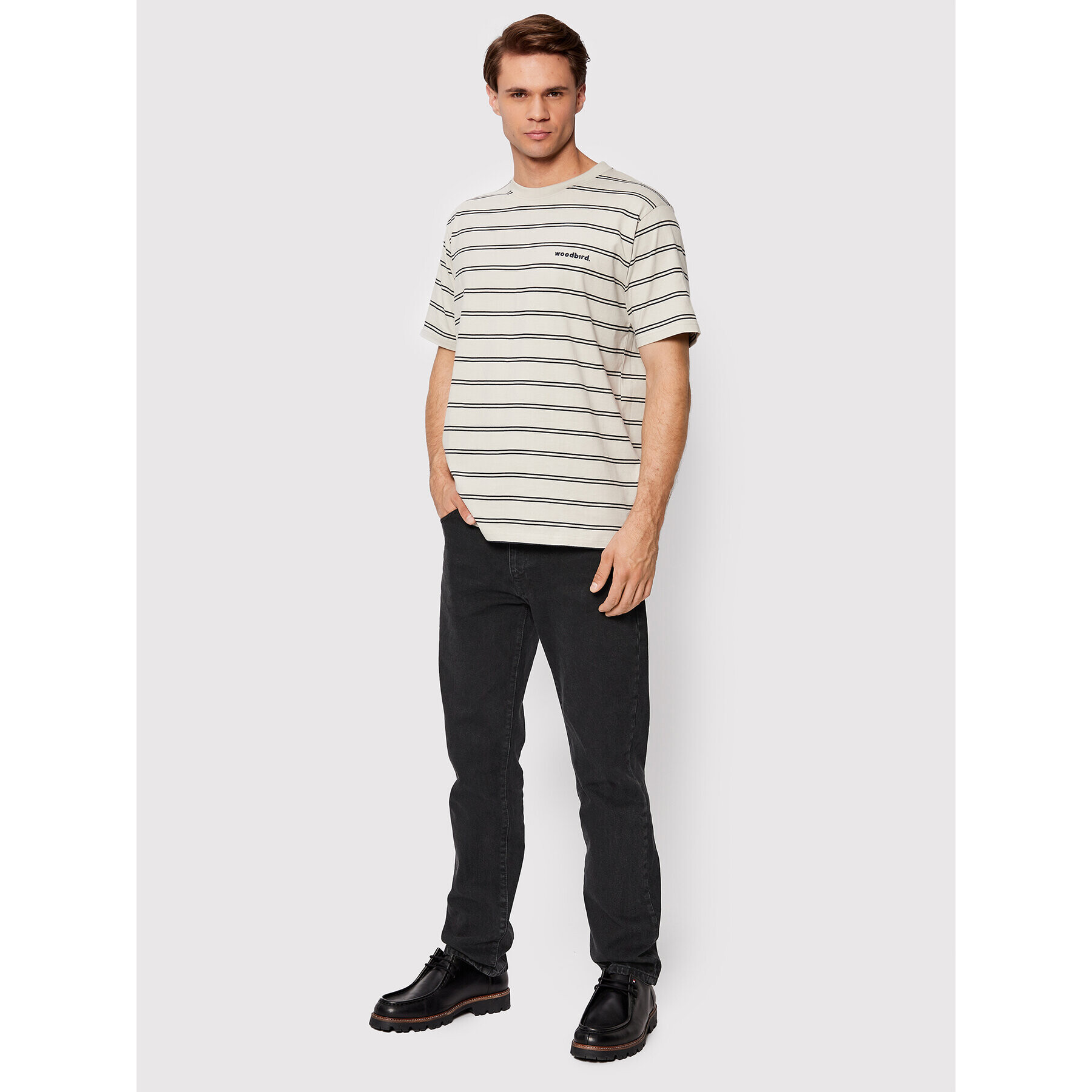 Woodbird Тишърт Brock Stripe 2236-401 Сив Regular Fit - Pepit.bg