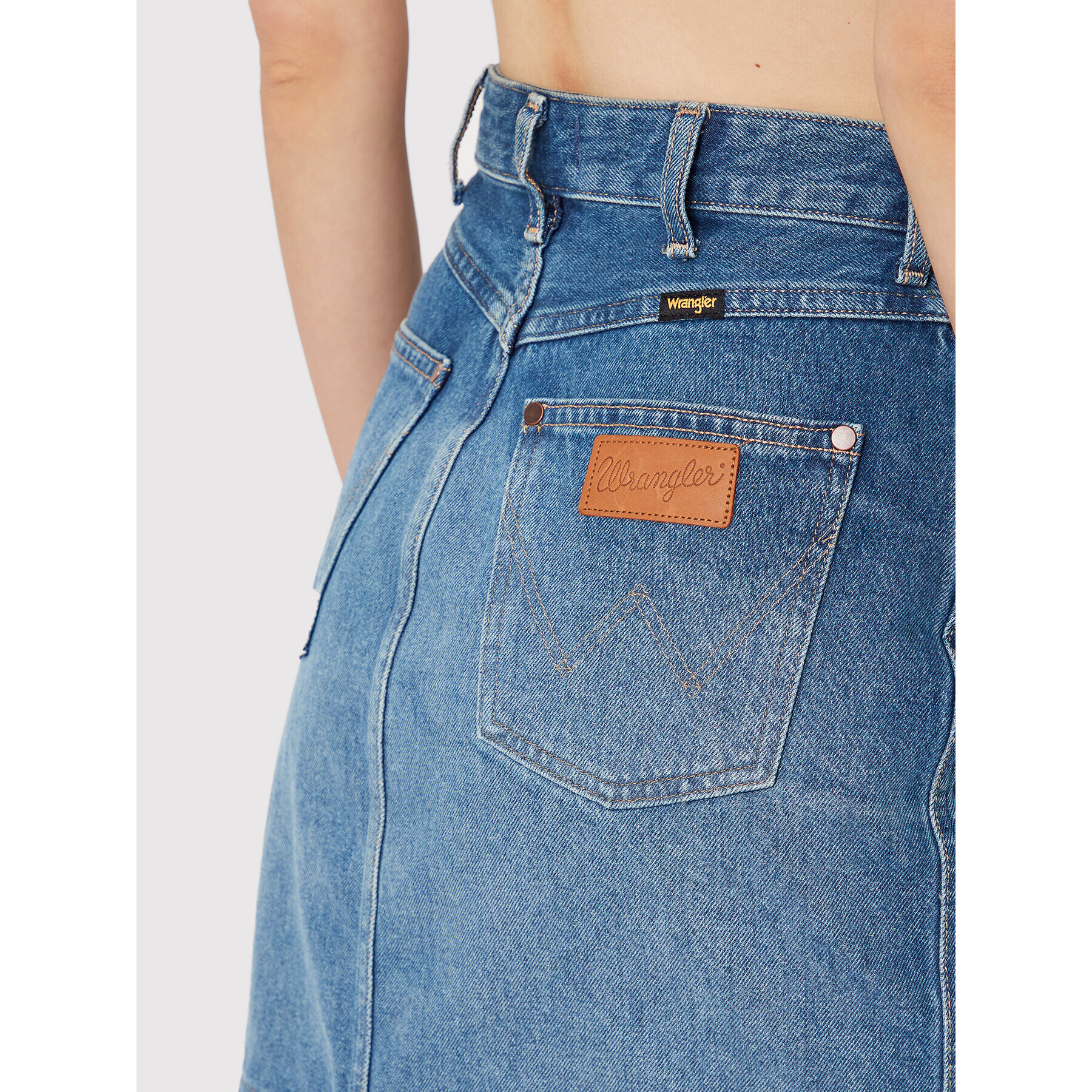 Wrangler Дънкова пола W22VSF428 Син Mom Fit - Pepit.bg