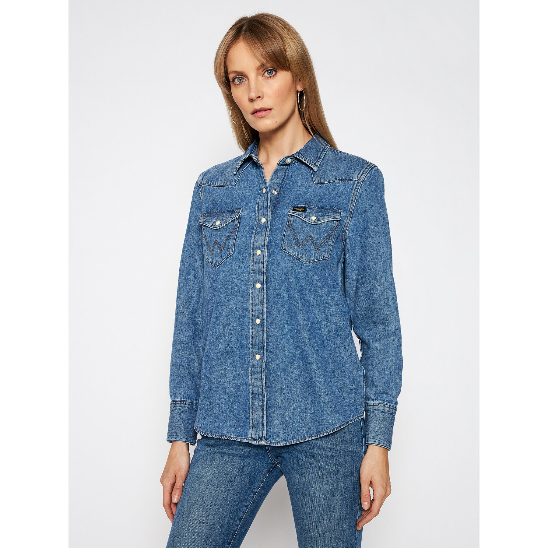 Wrangler дънкова риза Western W5WSLW31S Син Regular Fit - Pepit.bg