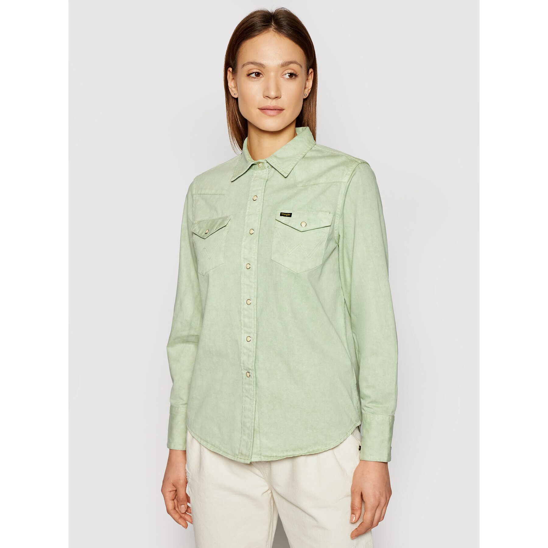 Wrangler дънкова риза Western W5WSMP30H Зелен Regular Fit - Pepit.bg