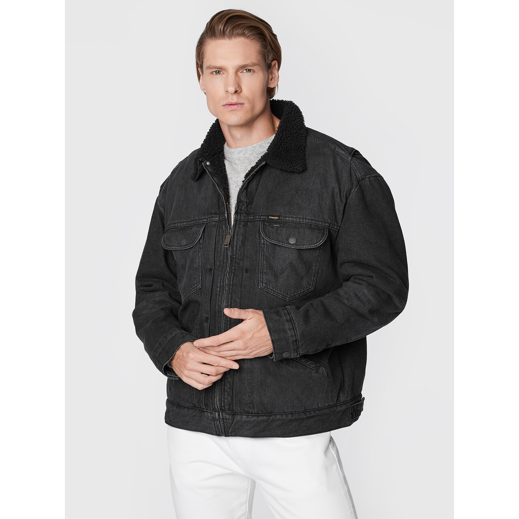 Wrangler Дънково яке Antifit Sherpa W4727029P 112321160 Черен Relaxed Fit - Pepit.bg