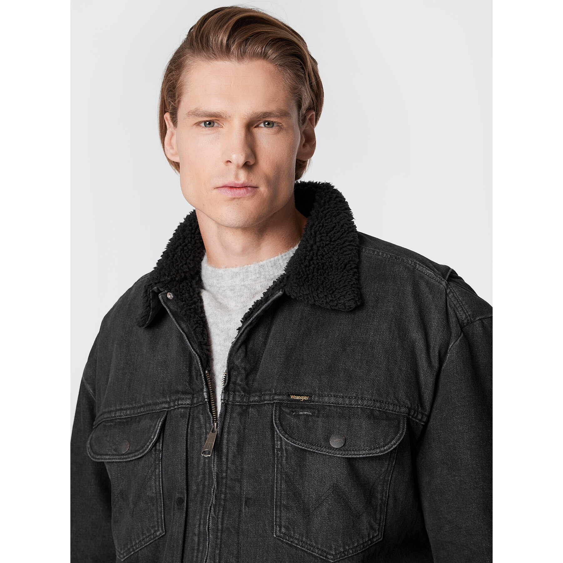 Wrangler Дънково яке Antifit Sherpa W4727029P 112321160 Черен Relaxed Fit - Pepit.bg