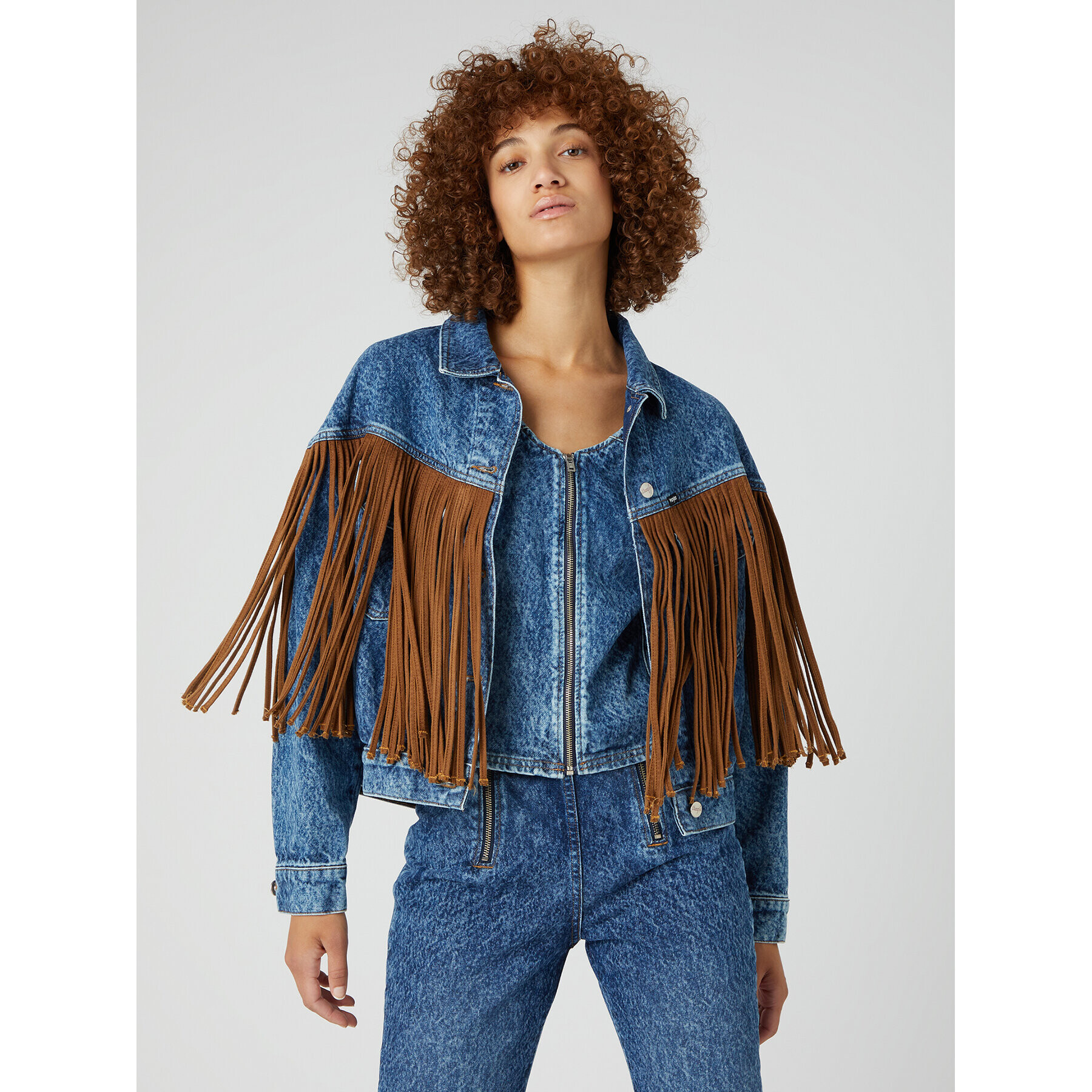 Wrangler Дънково яке Cowboy Fringe W4FA96M27 112327084 Син Regular Fit - Pepit.bg