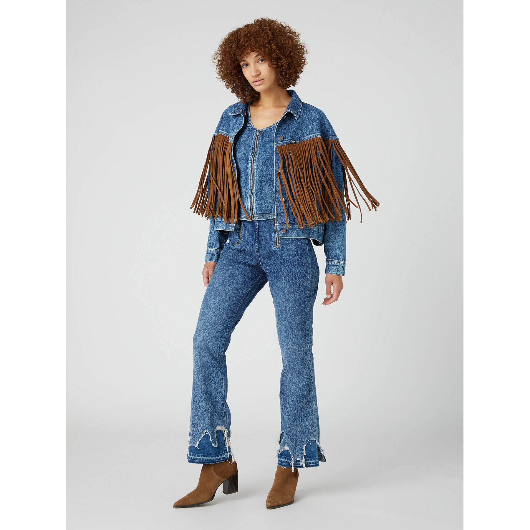 Wrangler Дънково яке Cowboy Fringe W4FA96M27 112327084 Син Regular Fit - Pepit.bg