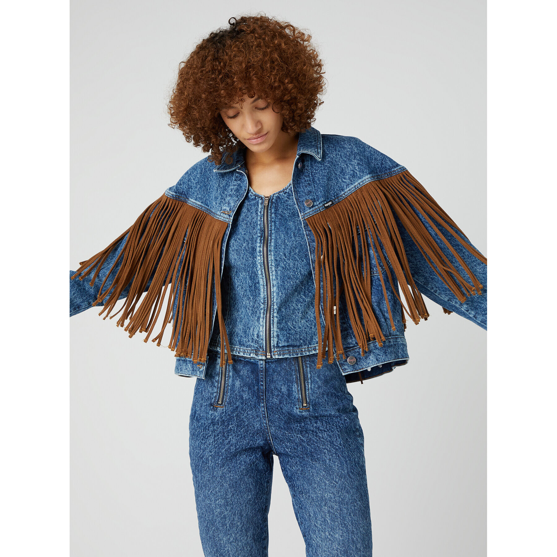 Wrangler Дънково яке Cowboy Fringe W4FA96M27 112327084 Син Regular Fit - Pepit.bg