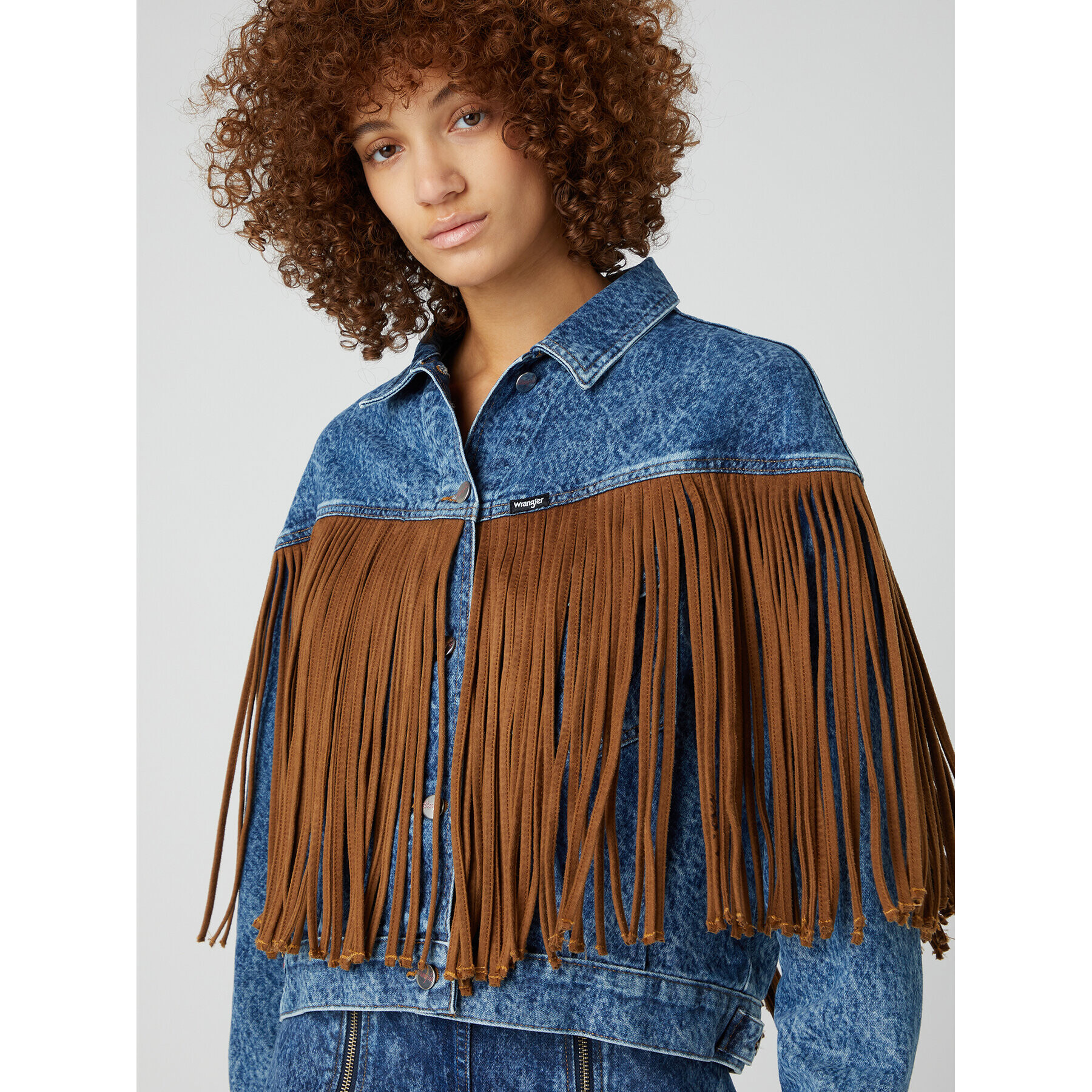 Wrangler Дънково яке Cowboy Fringe W4FA96M27 112327084 Син Regular Fit - Pepit.bg