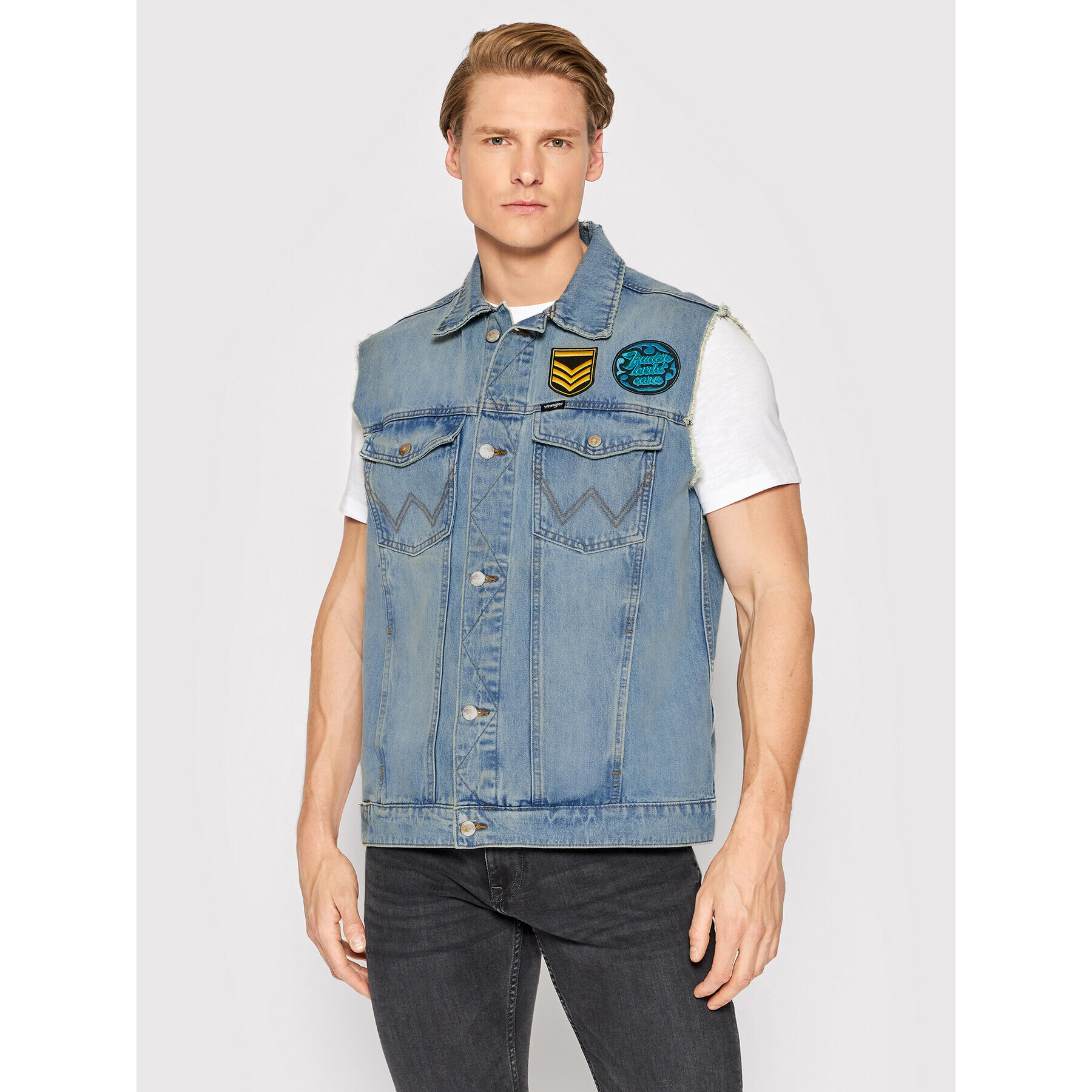 Wrangler Елек FENDER Cowboy Rockstar Vest W4407966Q Син Regular Fit - Pepit.bg