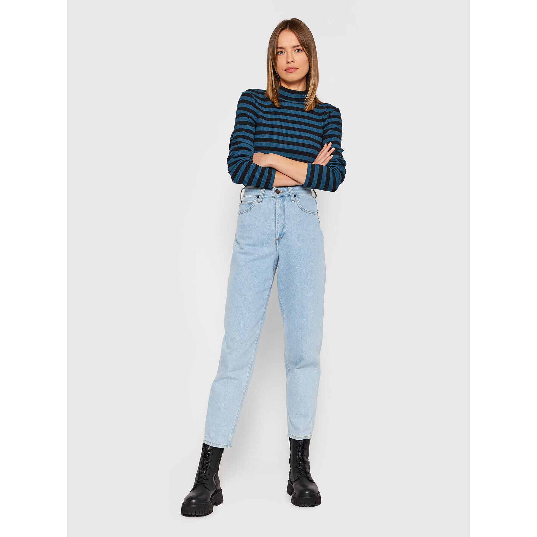 Wrangler Поло Baby Tee W7R1DGXCE Син Slim Fit - Pepit.bg