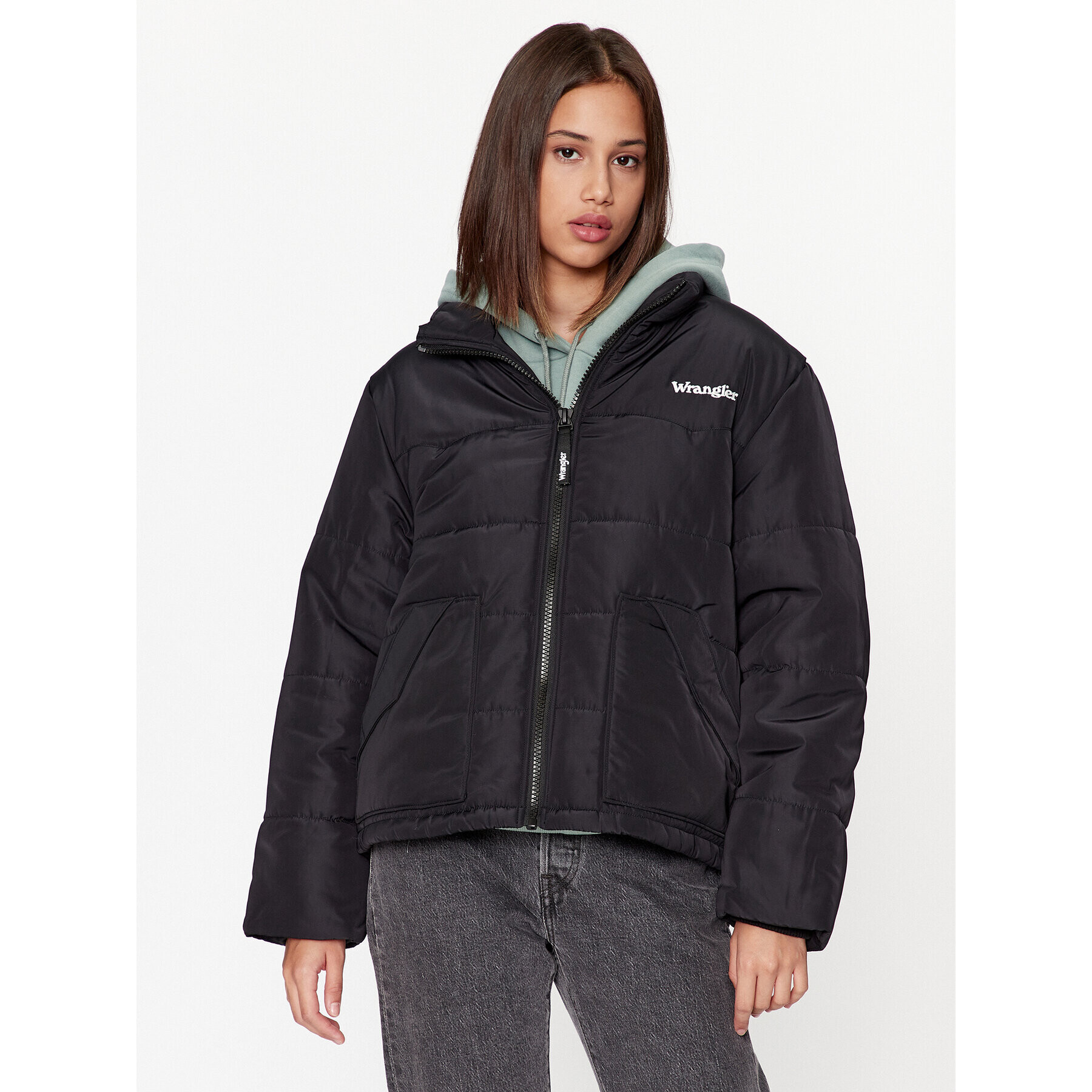 Wrangler Пухено яке Western 112342700 Черен Regular Fit - Pepit.bg
