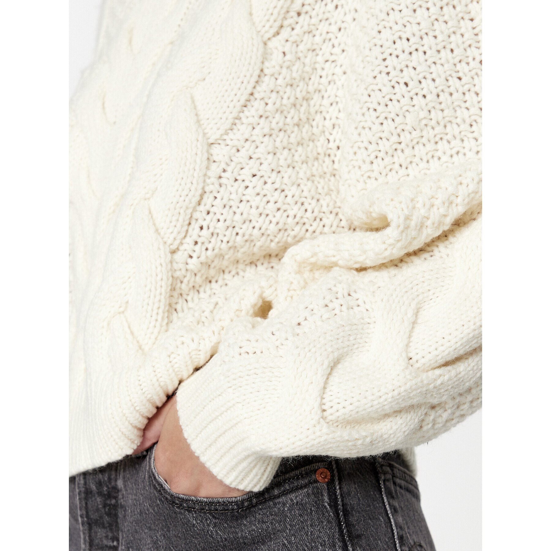 Wrangler Пуловер 112342769 Екрю Regular Fit - Pepit.bg